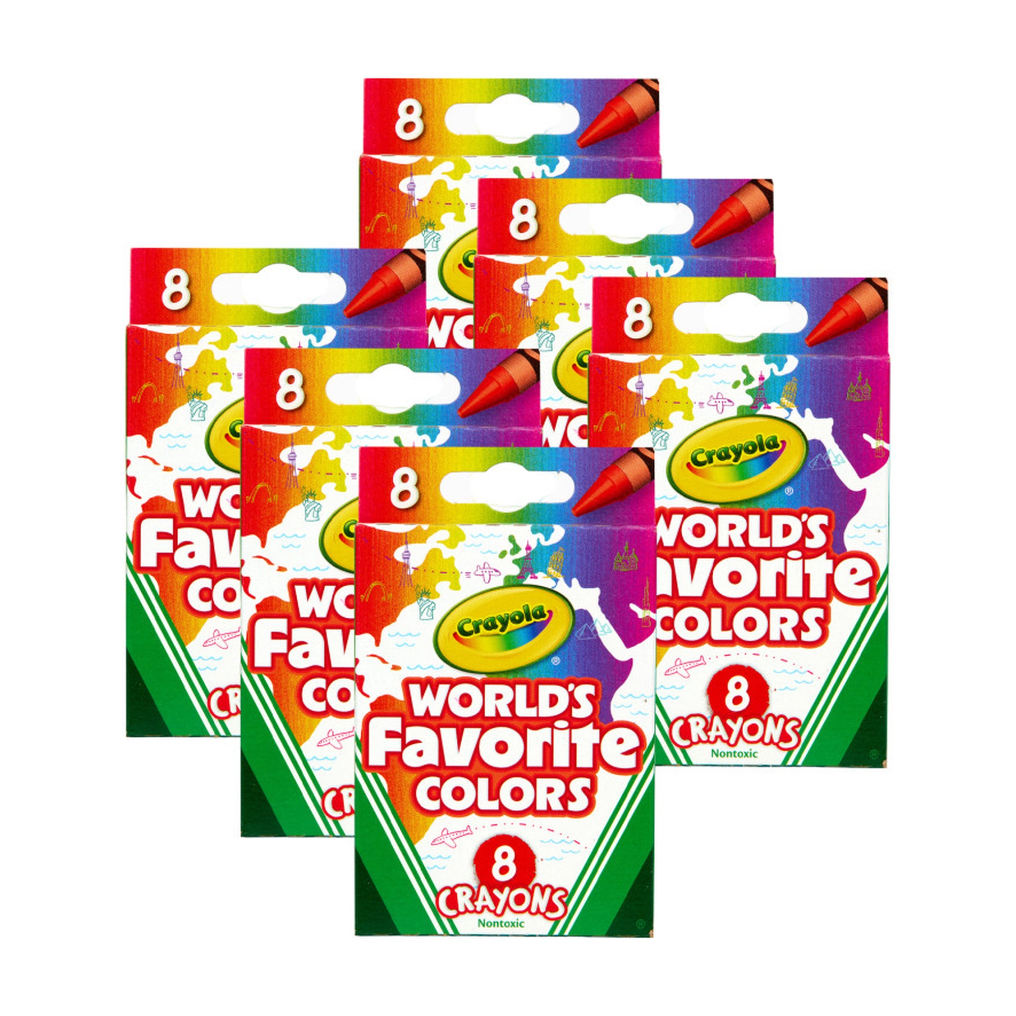 Favorite Colors Crayons, 8 Count, 6 Boxes