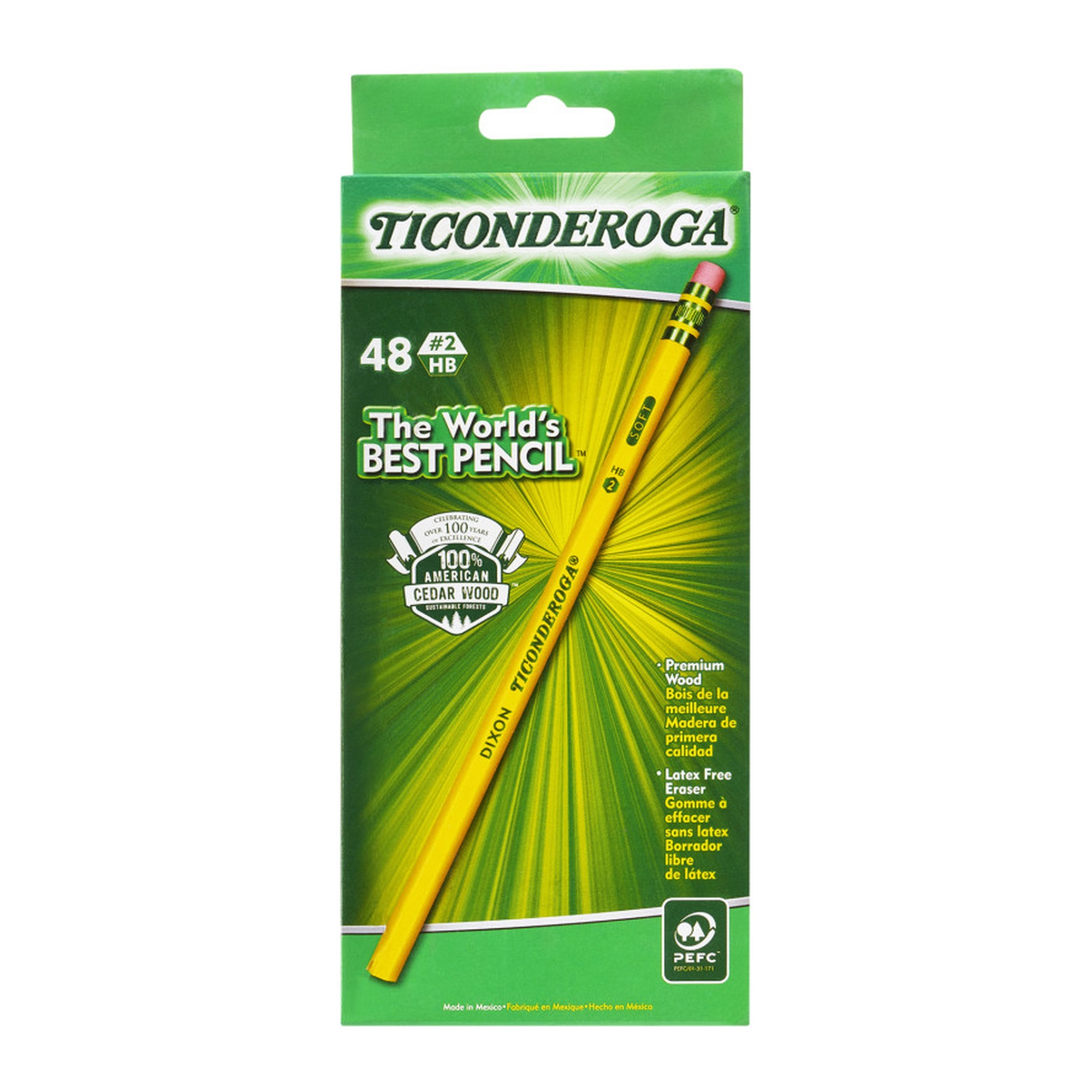 Yellow No. 2 HB Woodcase Pencils with Erasers, 48-Pack