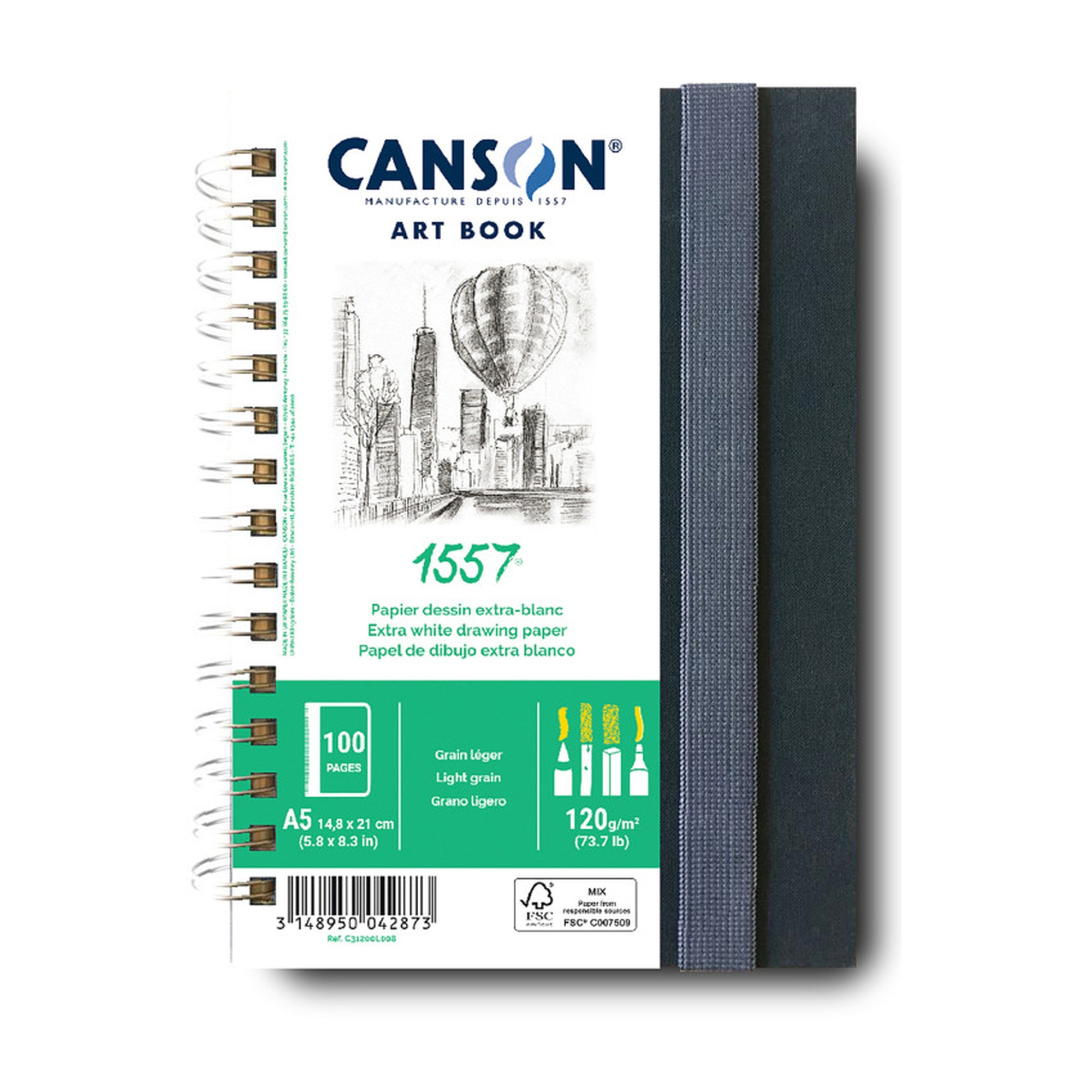 1557 Sketch Art Book with Fabric Cover, 50 Sheets, 5.8 x 8.3 in.