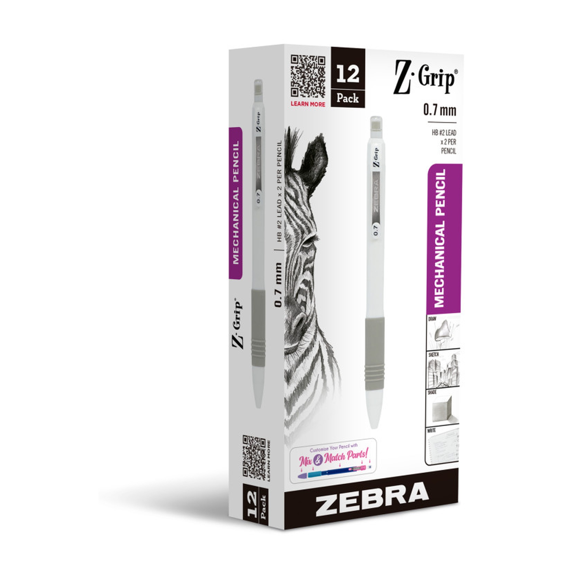 White 0.7 mm Mechanical Pencils, 12-Pack