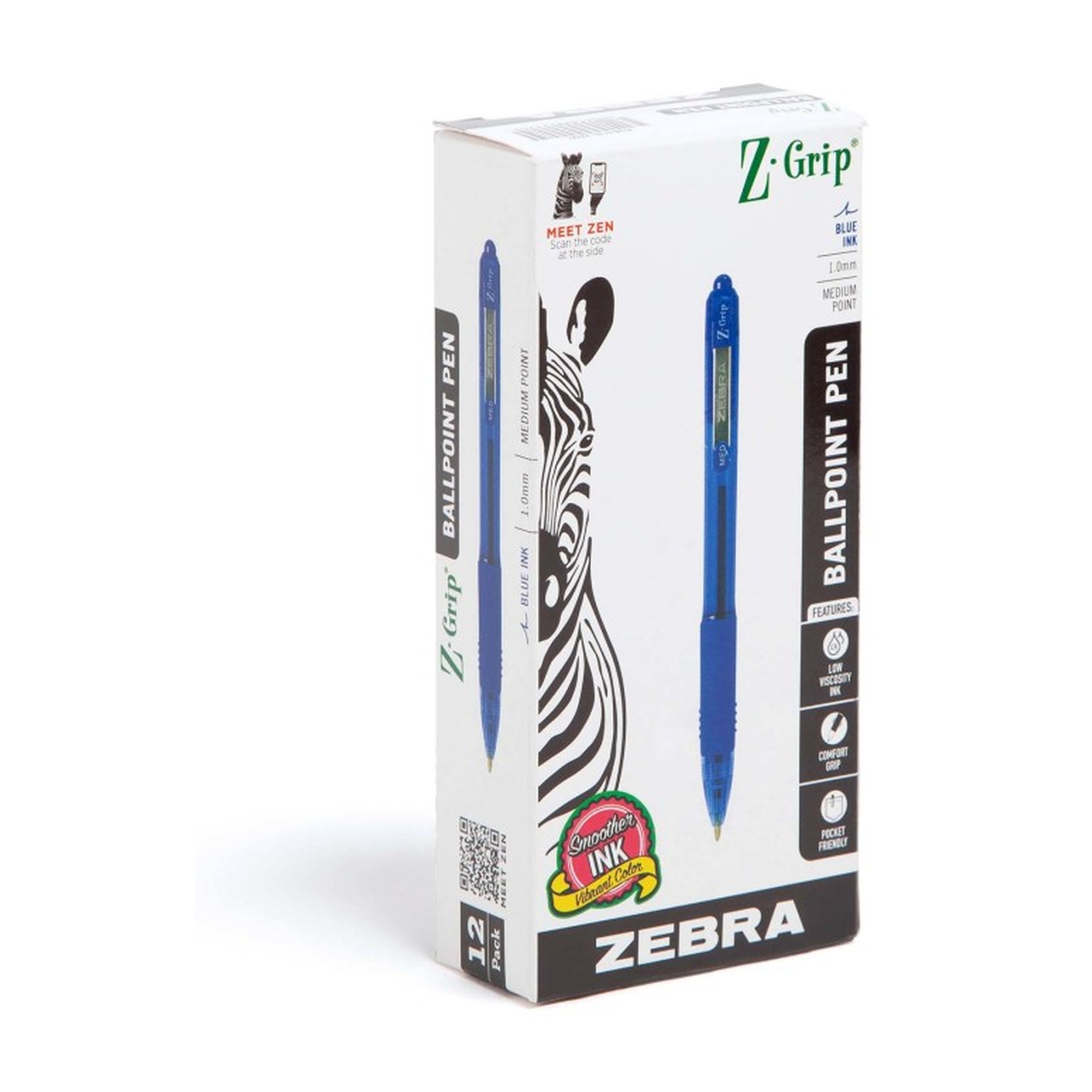 Retractable Ballpoint Pens, 1.0 mm, Blue Ink, Dozen
