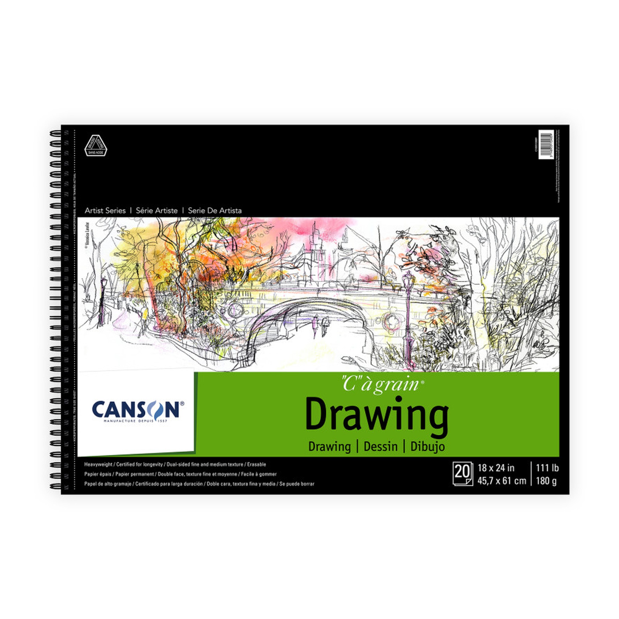 C à Grain Side-Wire Drawing Pad, 18 x 24 in., 20 Sheets
