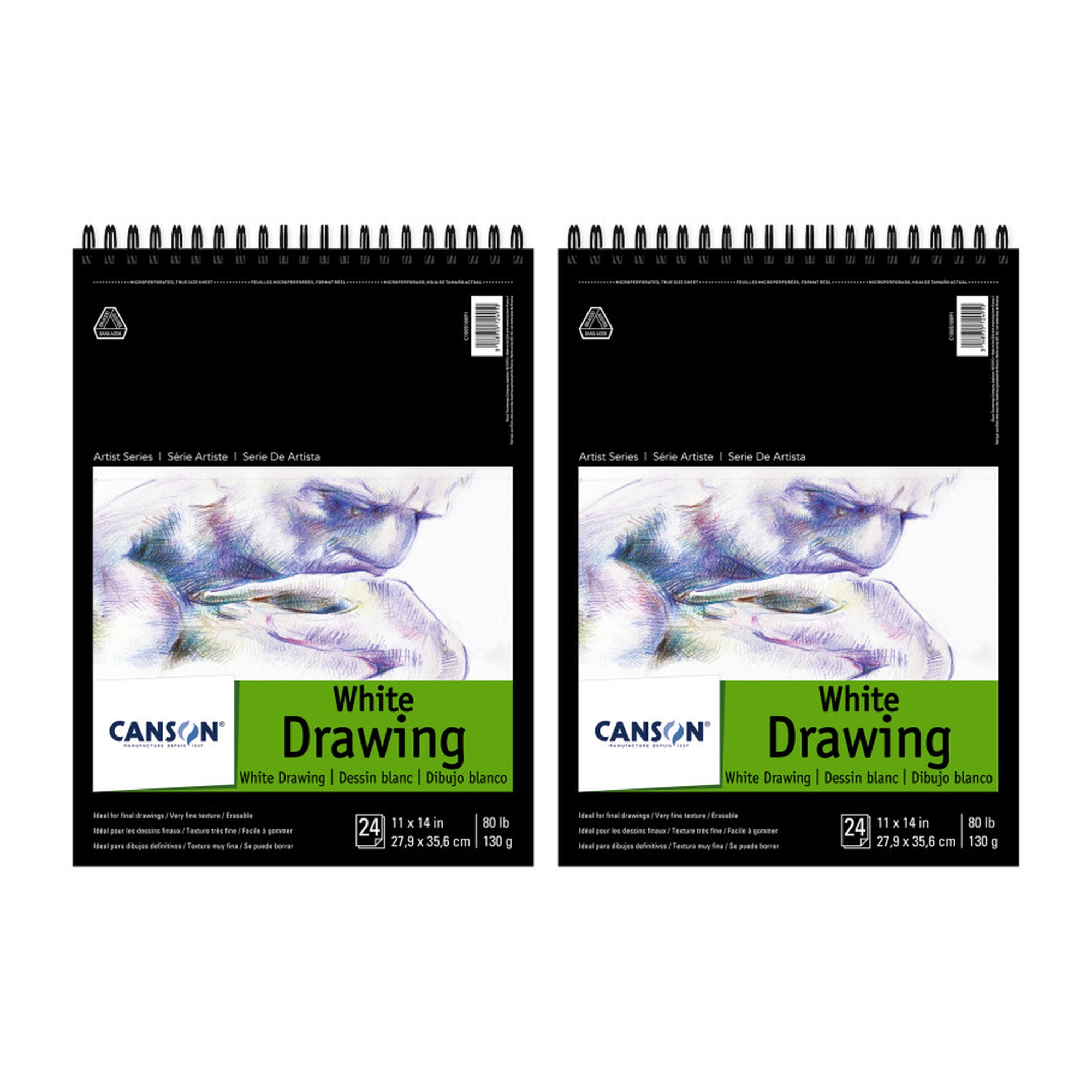 Bright White Top-Wire Drawing Pad, 11 x 14 in., 24 Sheets, 2-Pack