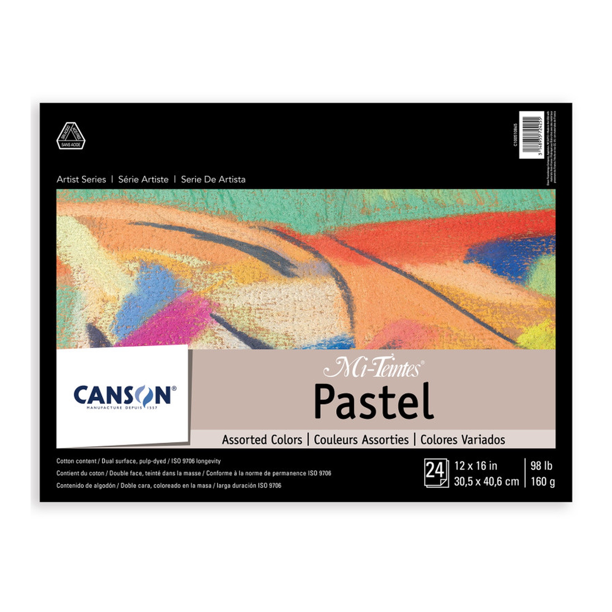 Artist Series Mi-Teintes Pastel Pad, Assorted Colors, 24 Sheets, 12 x 16