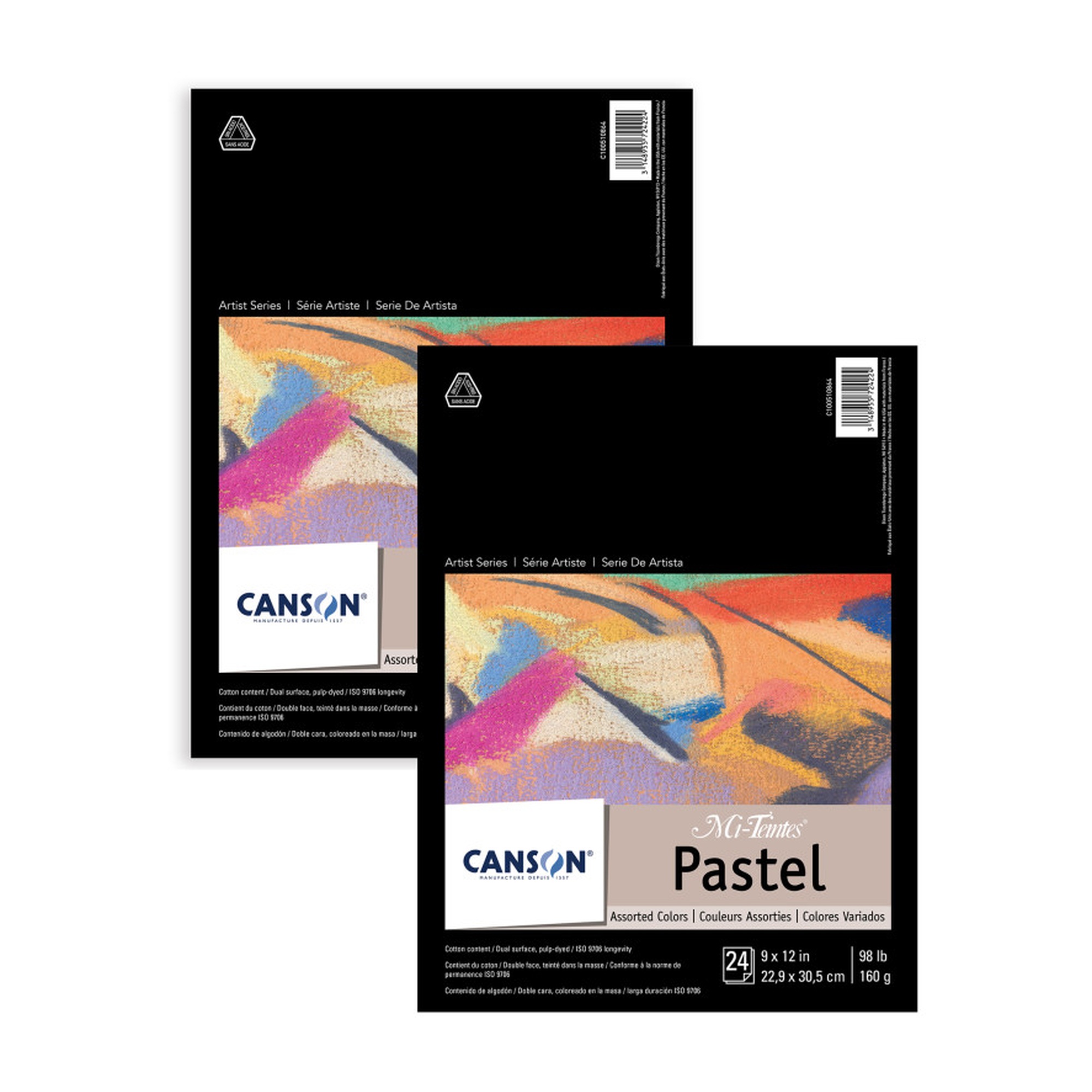 Assorted-Color Pastel Paper Pads, 9 x 12 in., 24 Sheets, Pack of 2