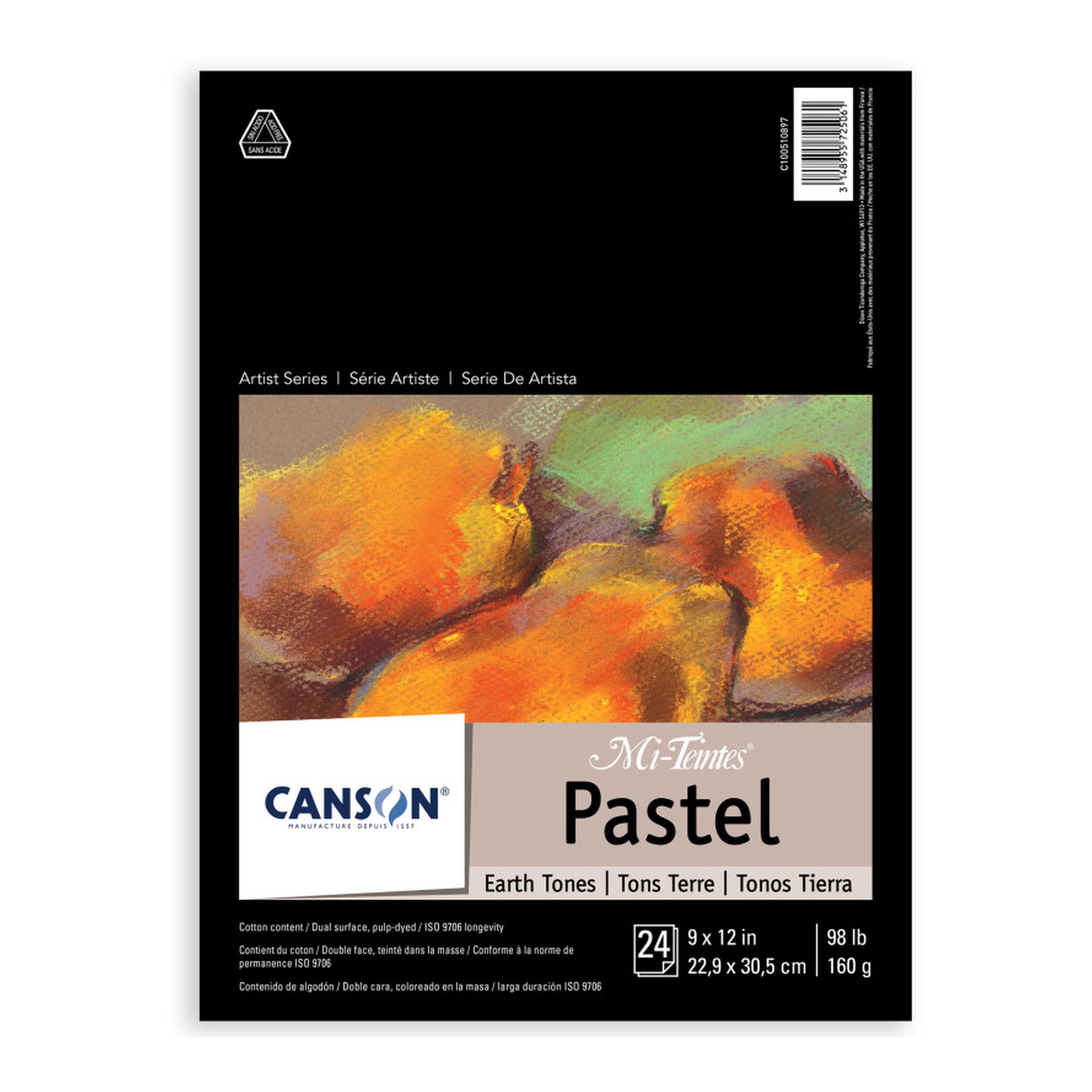 Earth Tones Pastel Paper Pad, 24 Sheets, 9 x 12 Inches