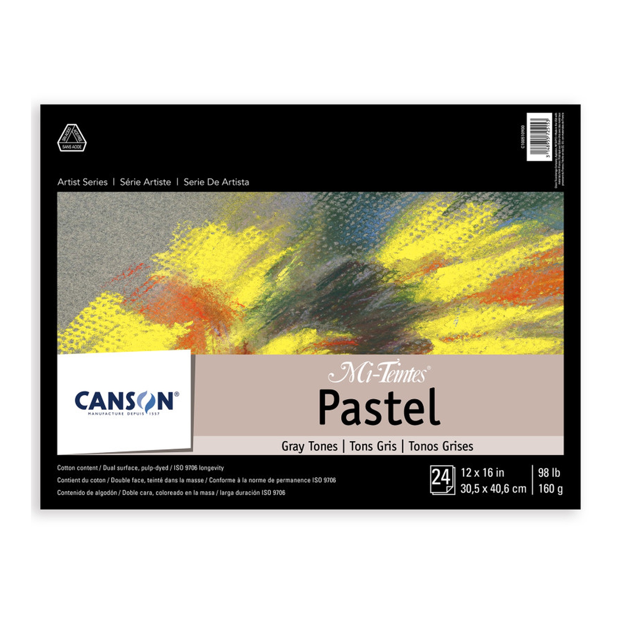 Gray Tone Pastel Paper Pad, 12 x 16 in., 24 Sheets