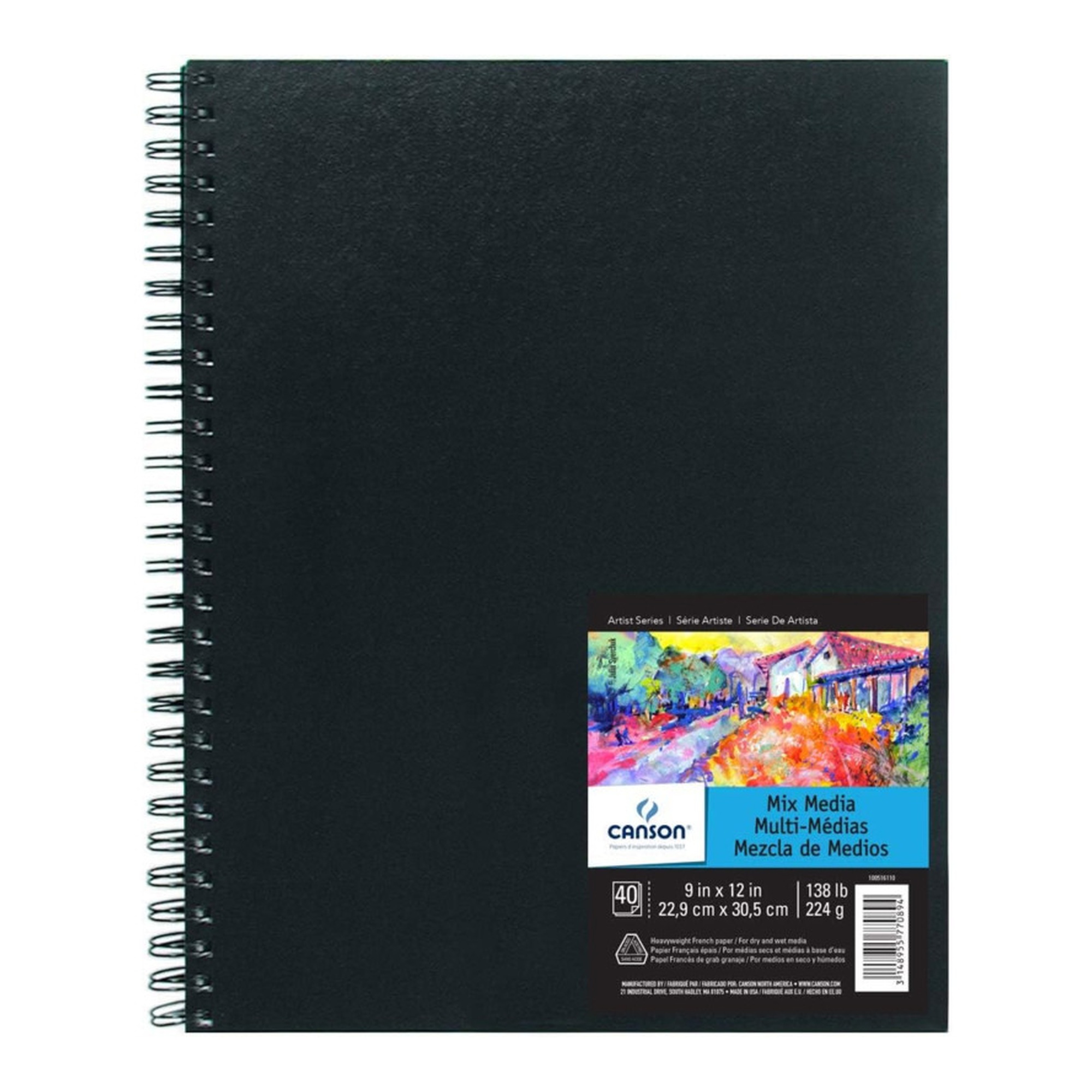 Mixed Media Art Book with Side Wire Binding, 9 x 12 Inches
