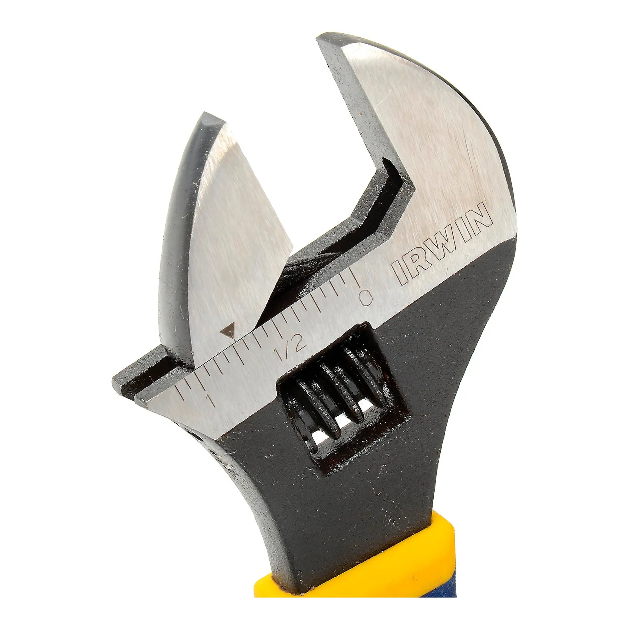 Blue 8-inch adjustable wrench with comfort grip