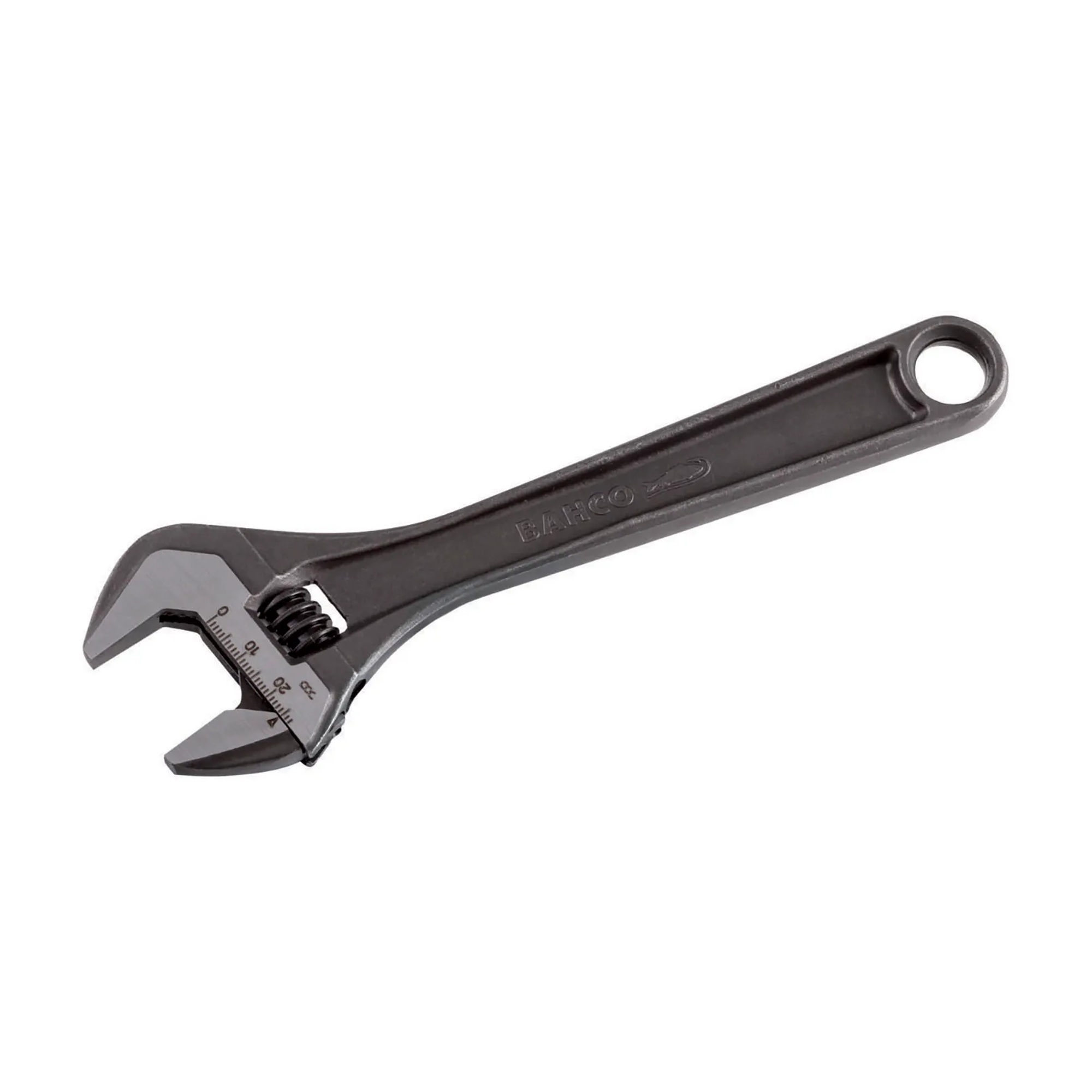 15-inch black adjustable wrench with tapered jaws and phosphate finish