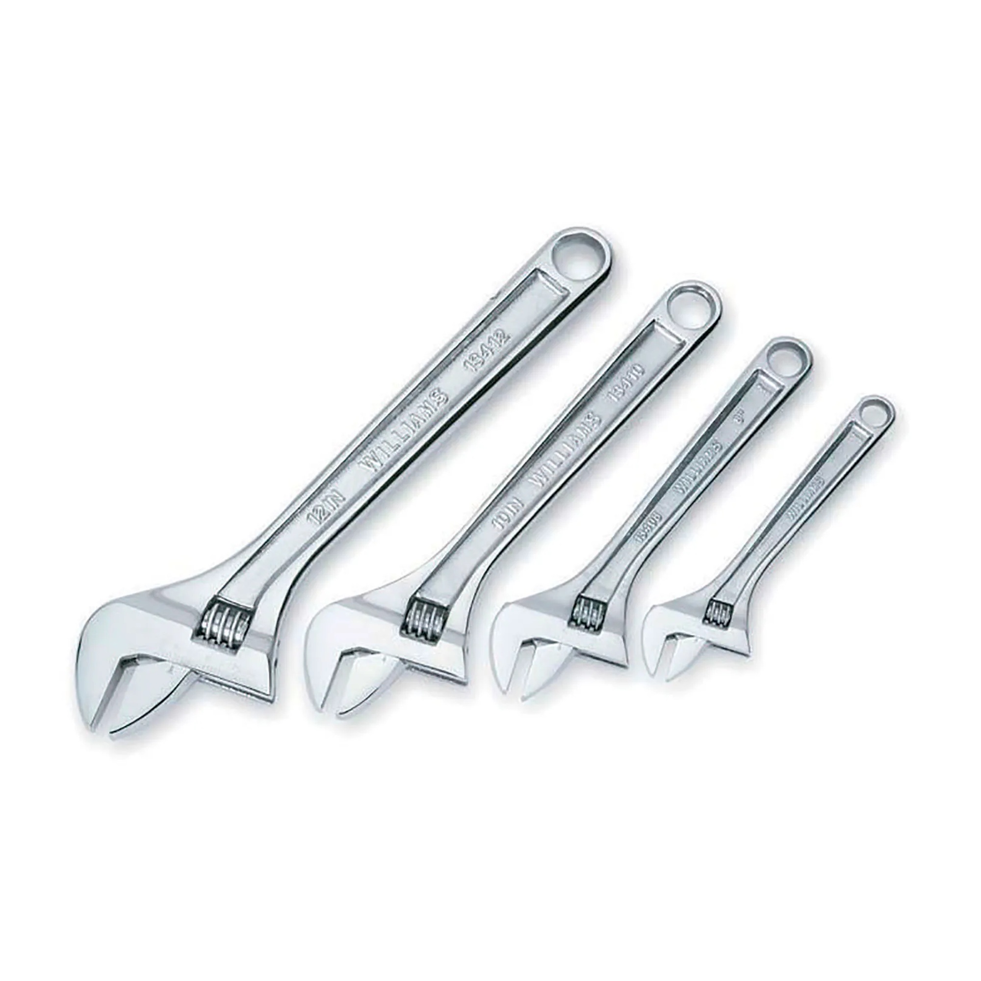 4-Piece Adjustable Wrench Set, 6 in. to 12 in., Chrome Finish