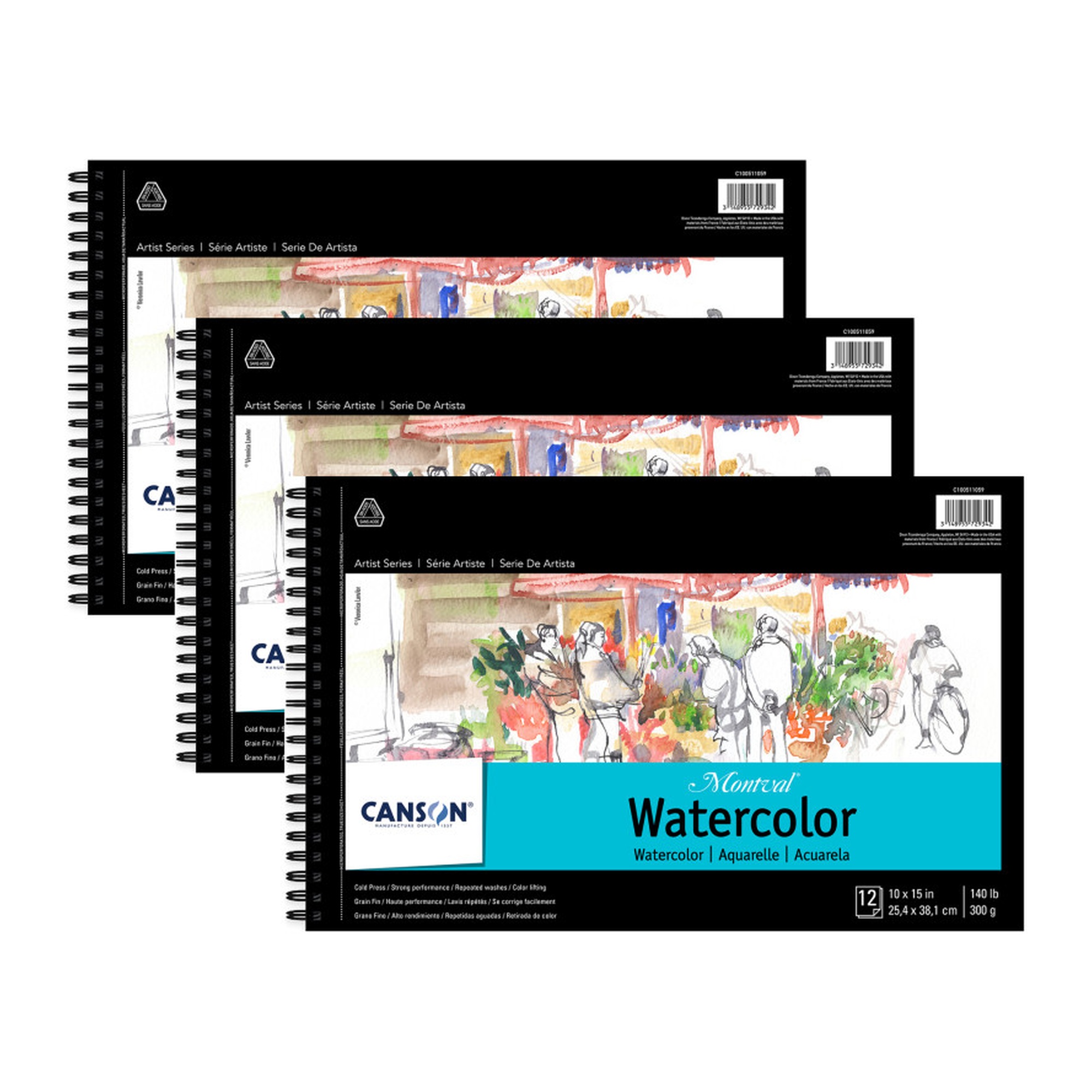 Artist Series Montval Watercolor Pad, 10 x 15 Inches, 3-Pack