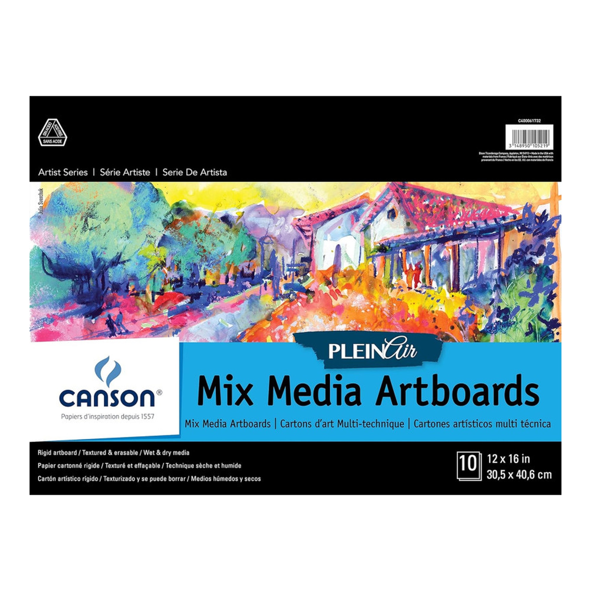 Plein Air Mixed Media Board with Foldover Binding, 12 x 16 in., 10 Sheets