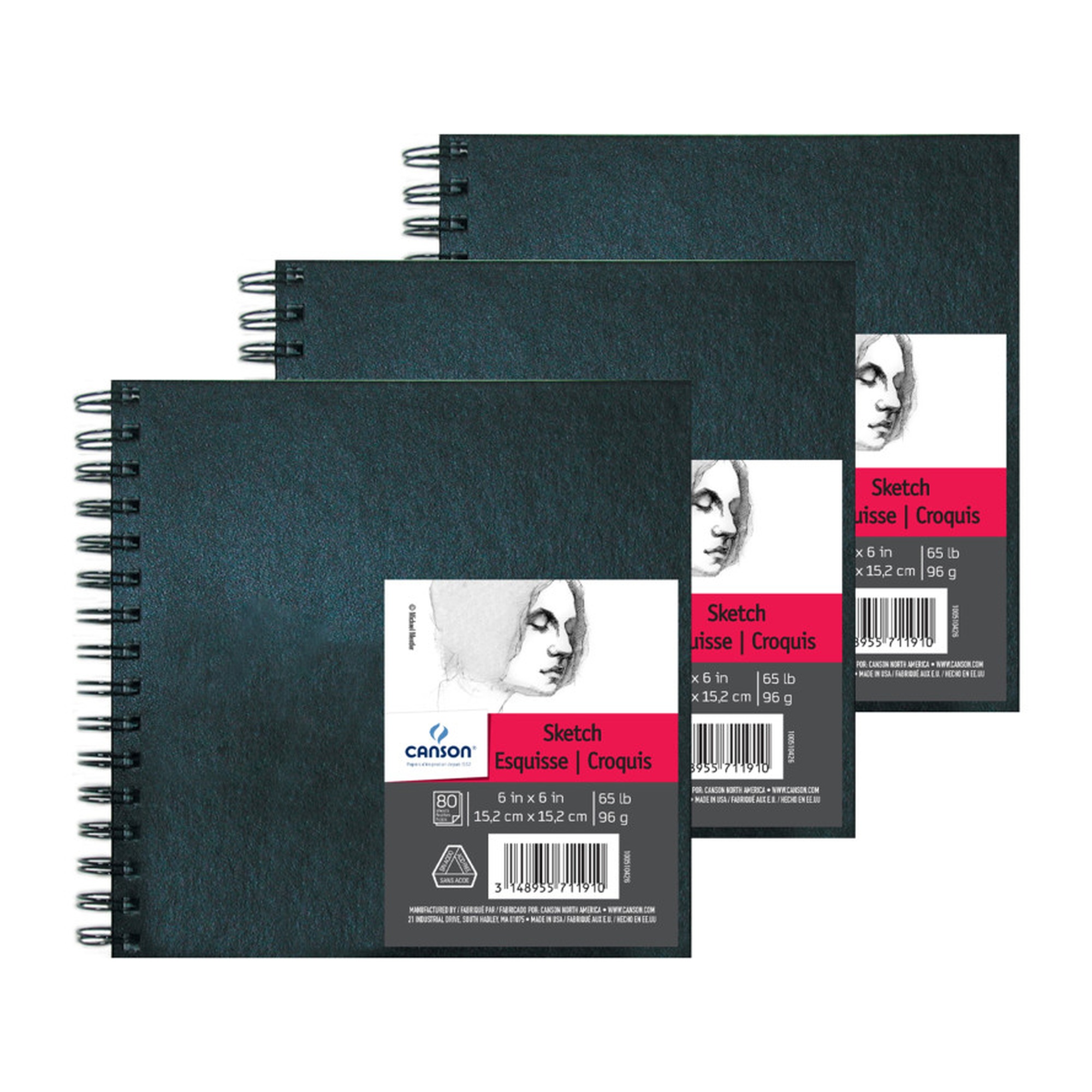 Artist Series 6 x 6 Sketch Art Books, 80 Sheets, Pack of 3