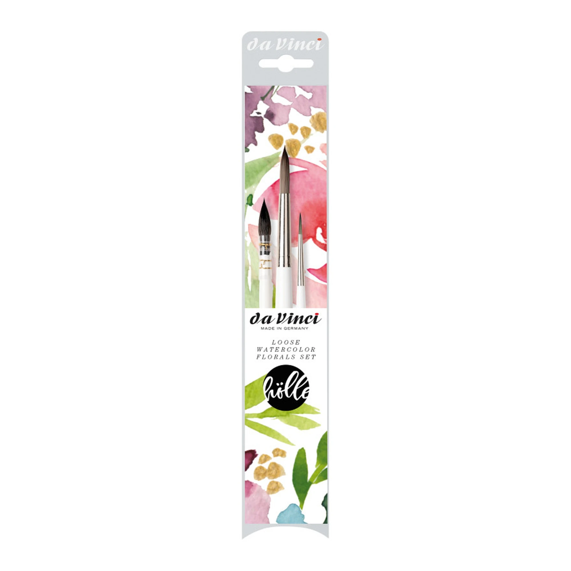 Watercolor Floral Brush Set, 3 Brushes