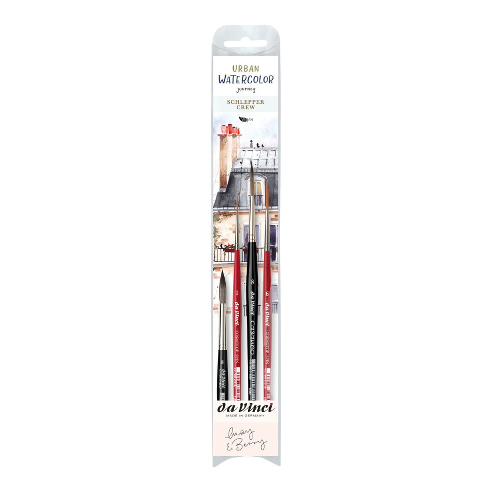 Watercolor & Gouache Rigger Brush Set, 4 Brushes