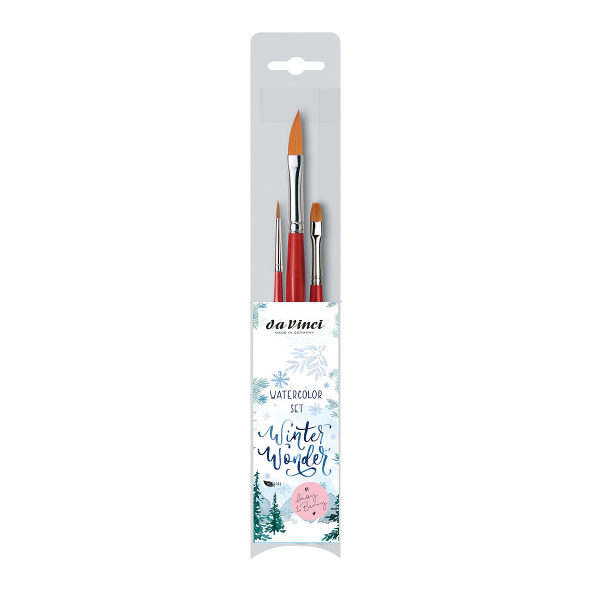 Winter Wonder Assorted Synthetic Watercolor Brush Set, 3 Brushes