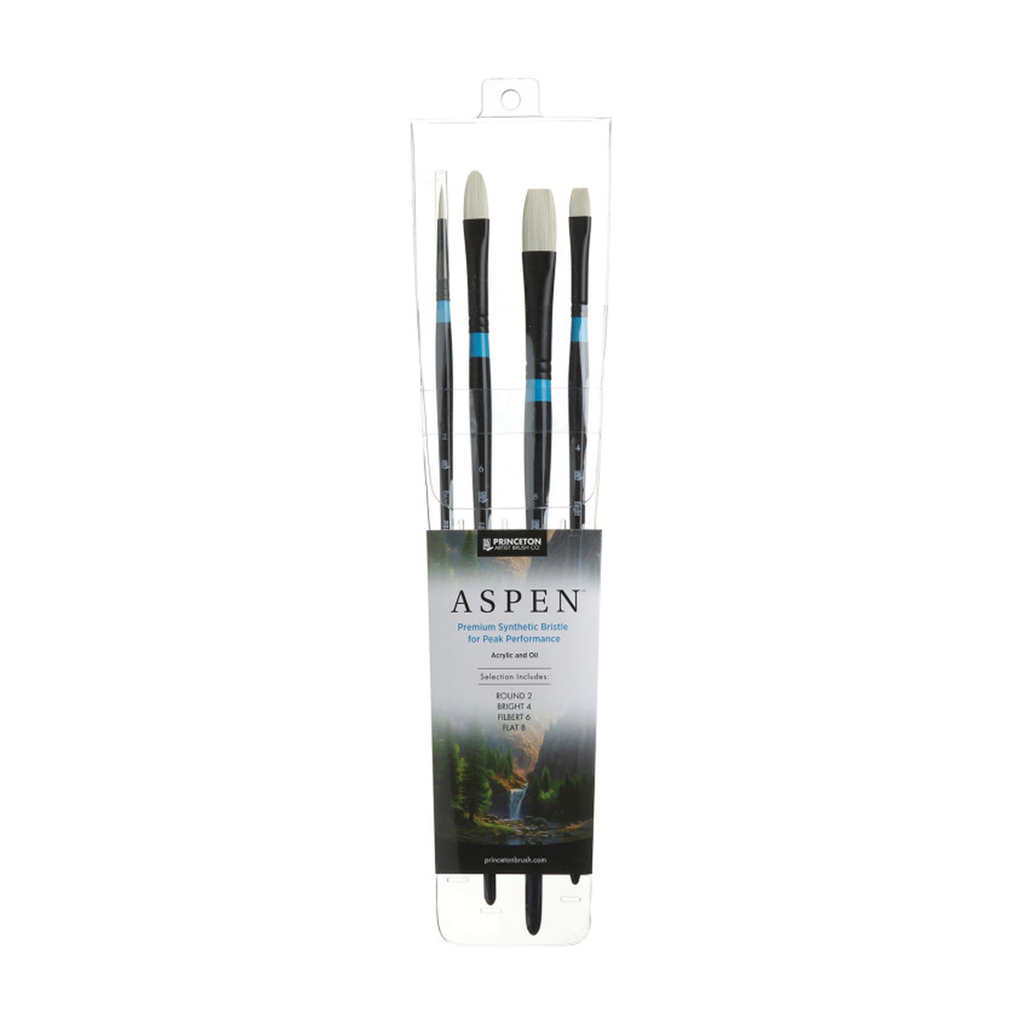 Aspen Synthetic Long-Handle Paint Brush Set, 4-Pack