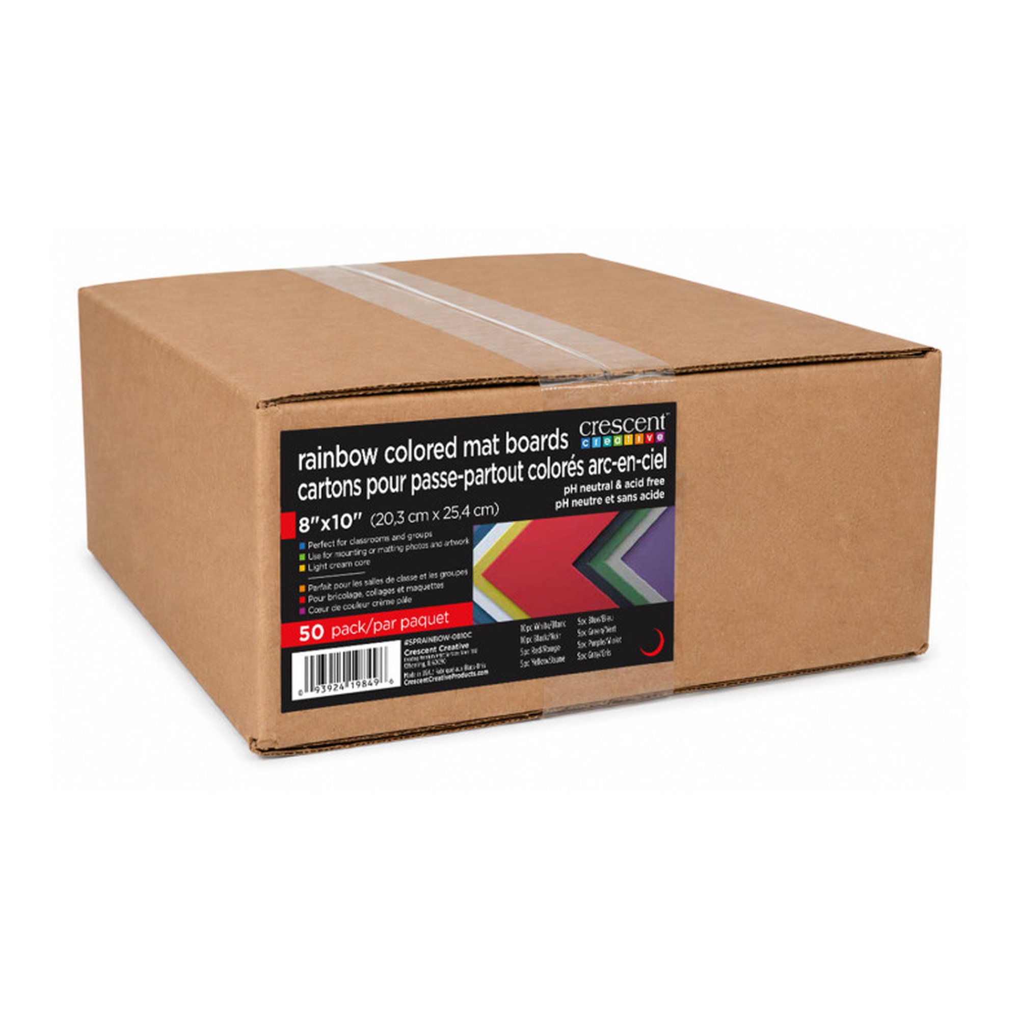 Assorted Color Matboard, 8 x 10 in, 50-Pack