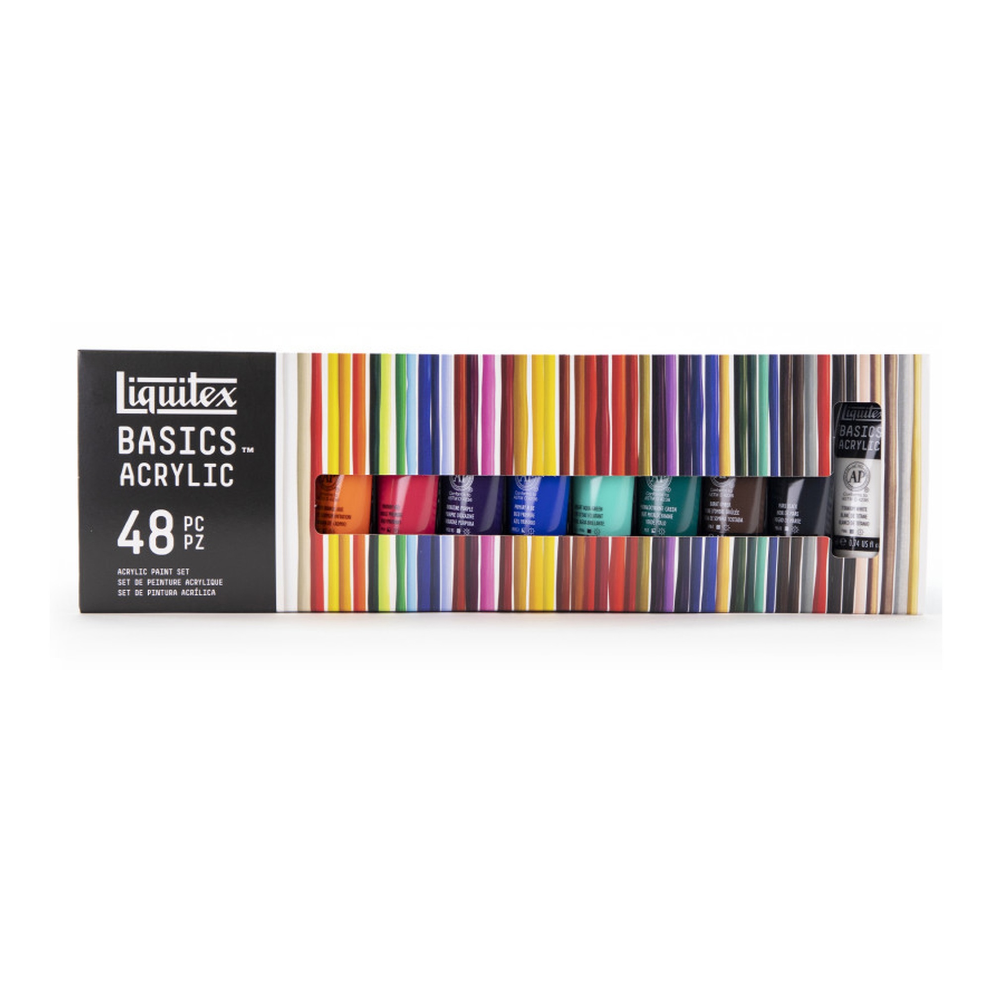 BASICS Assorted Acrylic Paint Set, 48 Colors, 22 mL Tubes