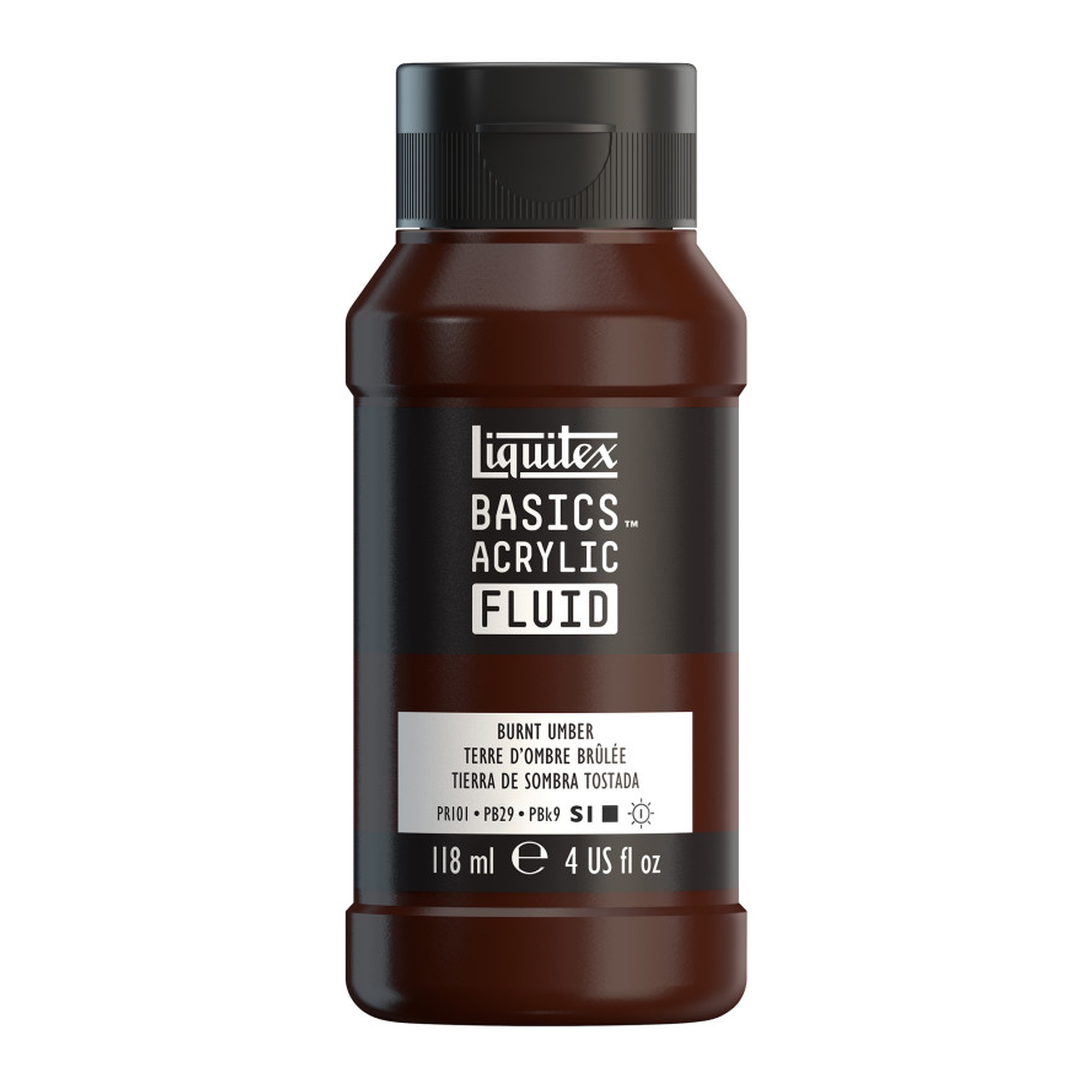 Burnt Umber Acrylic Fluid Paint, 118 mL Bottle