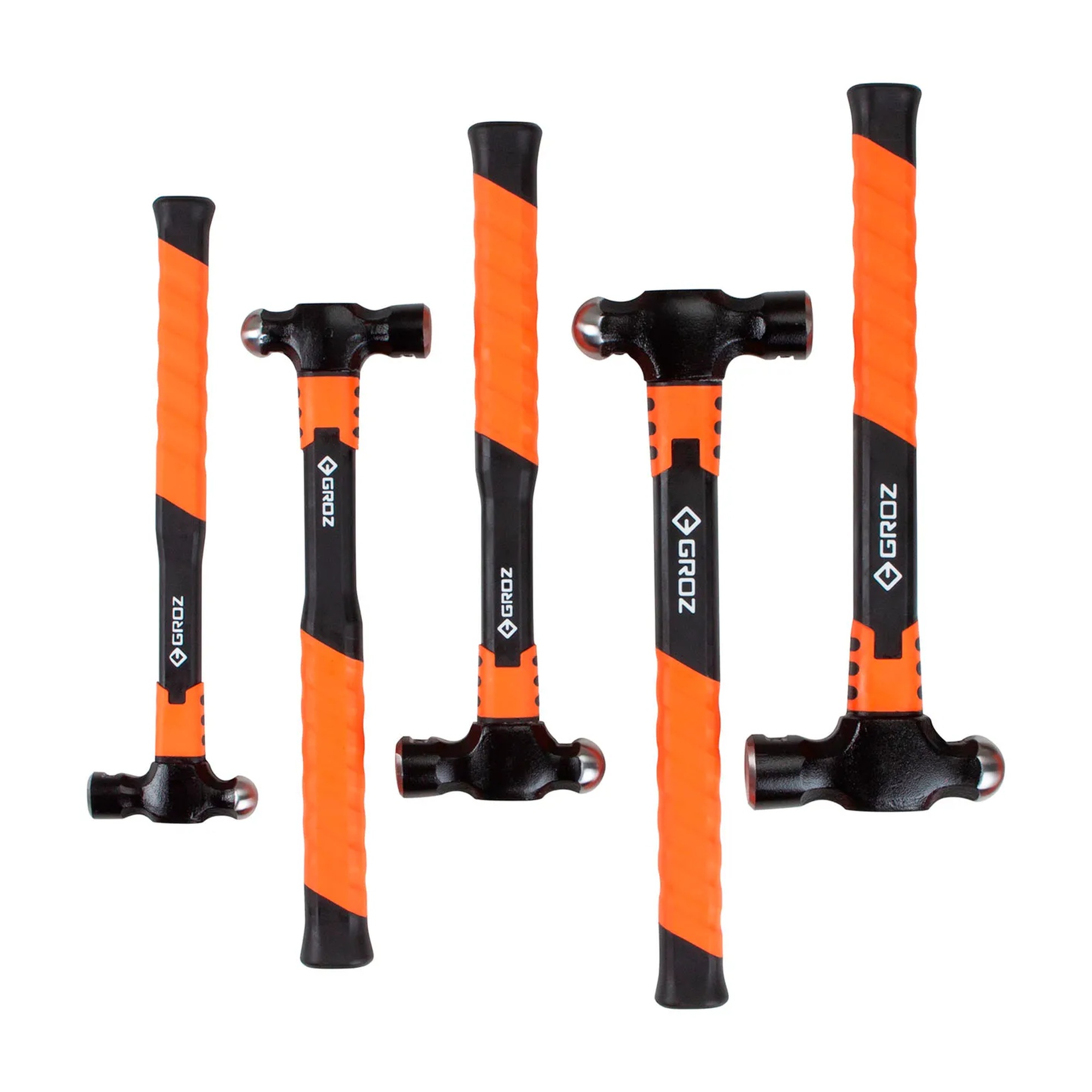 5-Piece Ball Peen Hammer Set with Fiberglass Handles