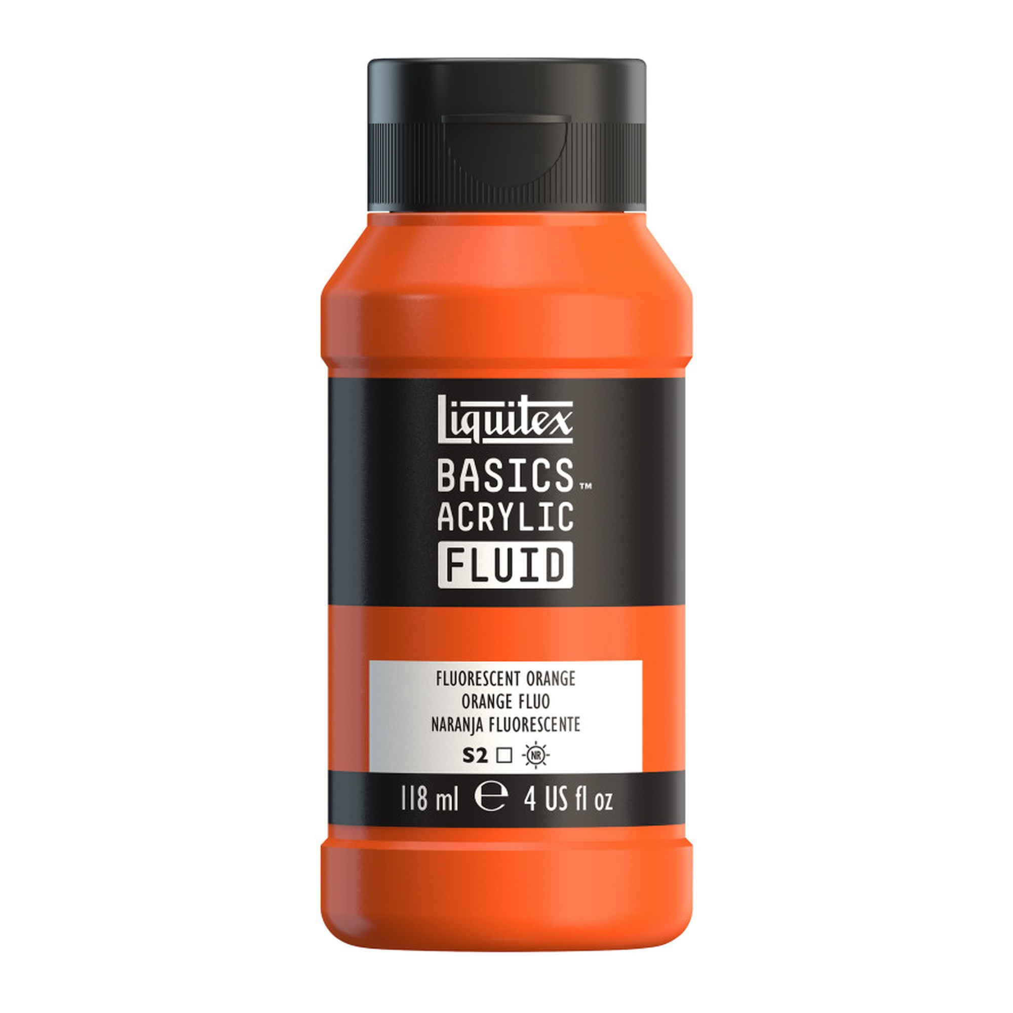 Fluorescent Orange Acrylic Fluid Paint, 118 mL