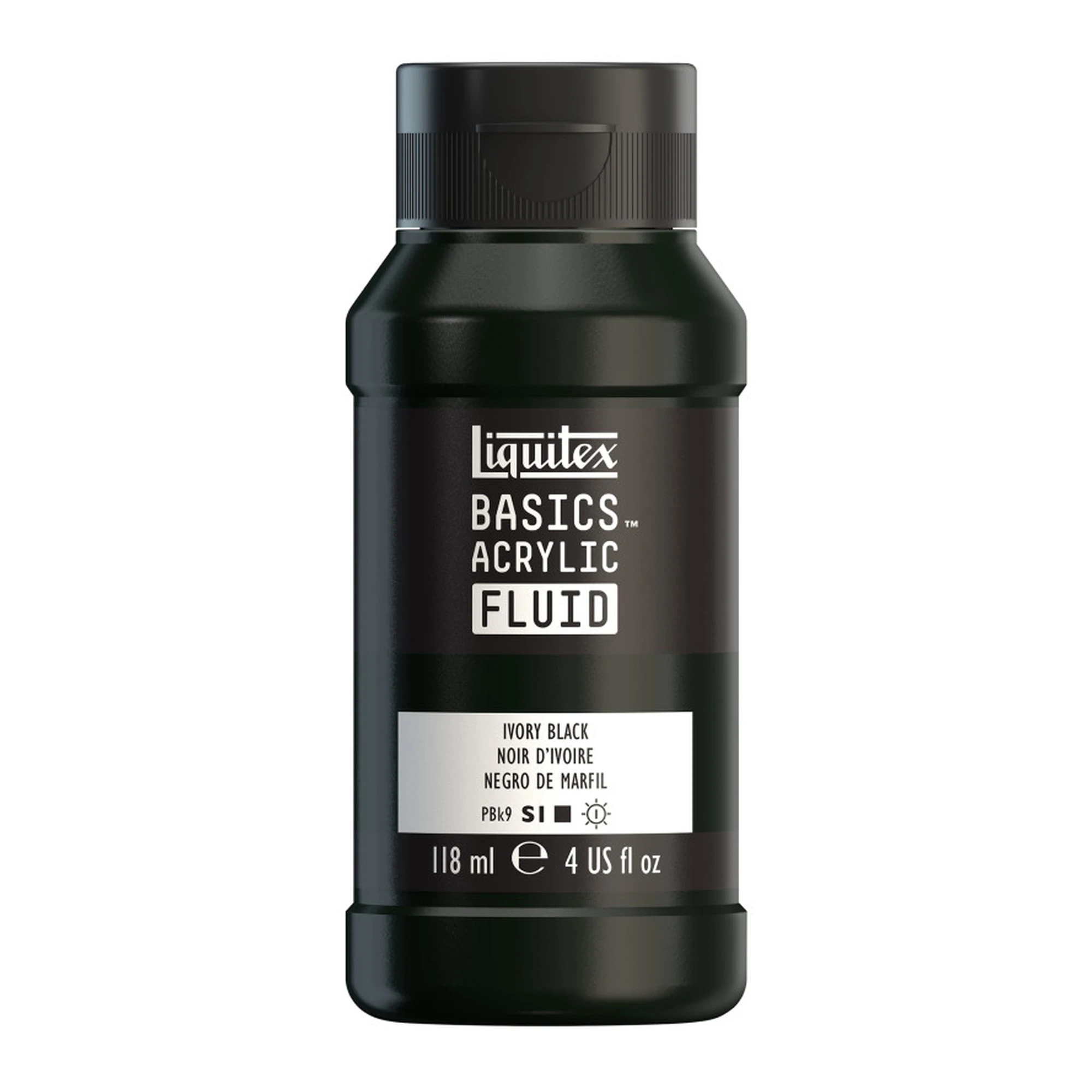 Ivory Black Acrylic Fluid Paint, 118 mL Bottle