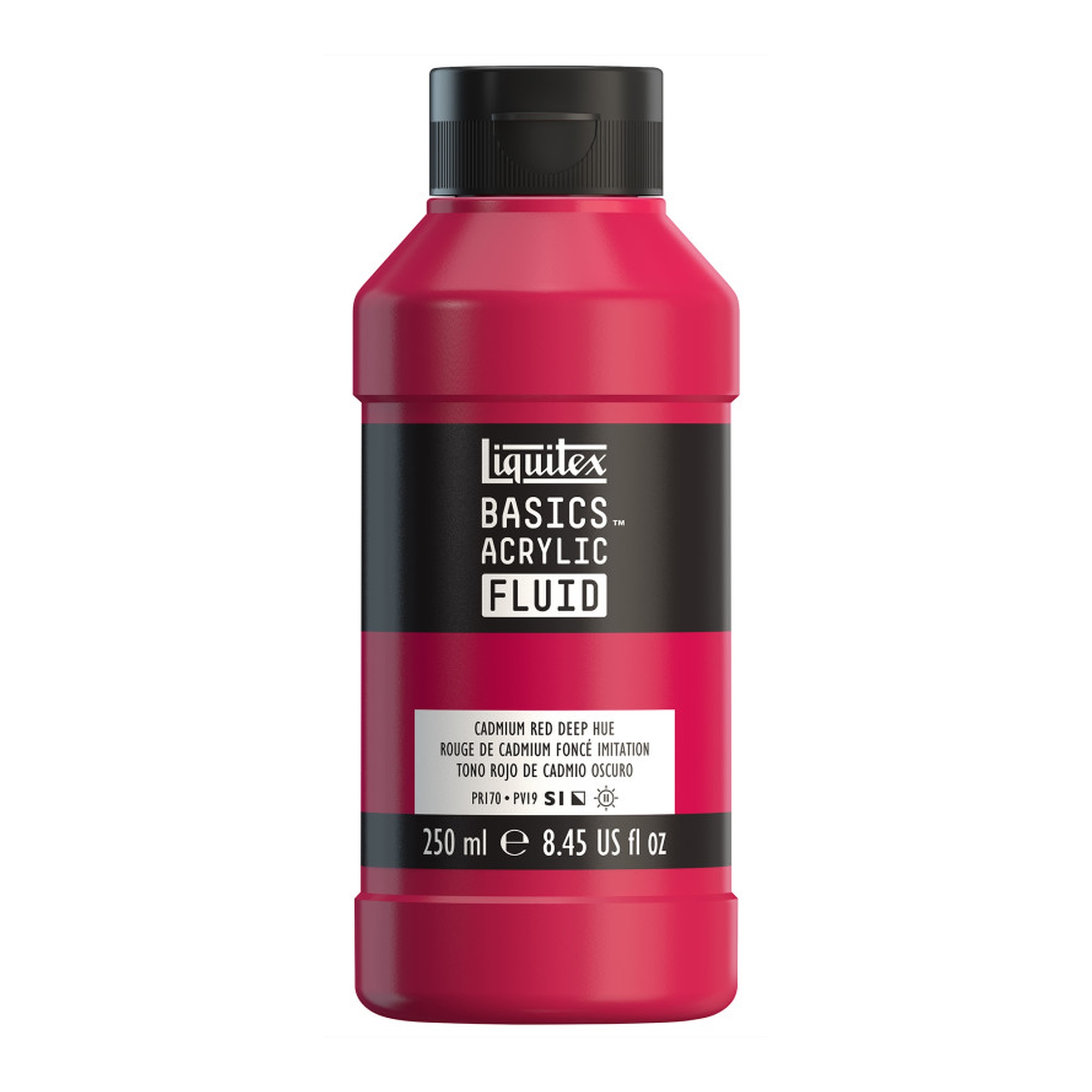 Acrylic Fluid Paint, Cadmium Red Deep Hue, 250 mL Bottle