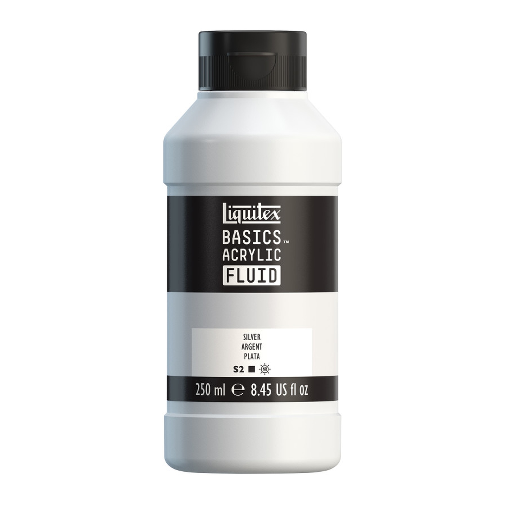 Silver Acrylic Fluid Paint, 250 mL Bottle