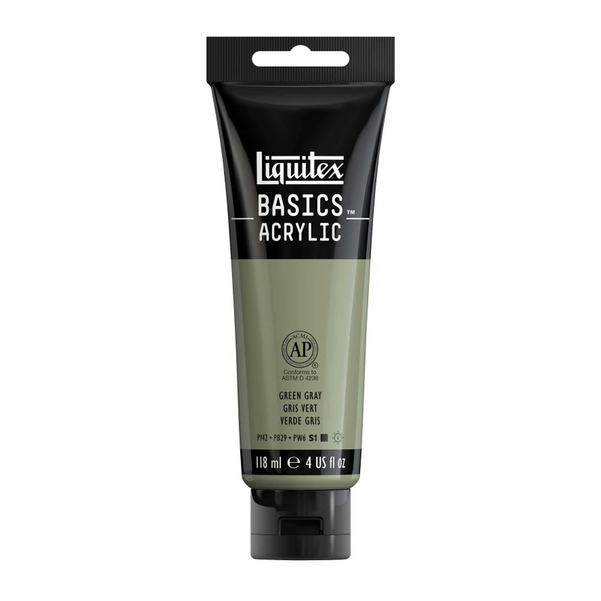 Acrylic Paint Tube, Green Gray, 118 mL