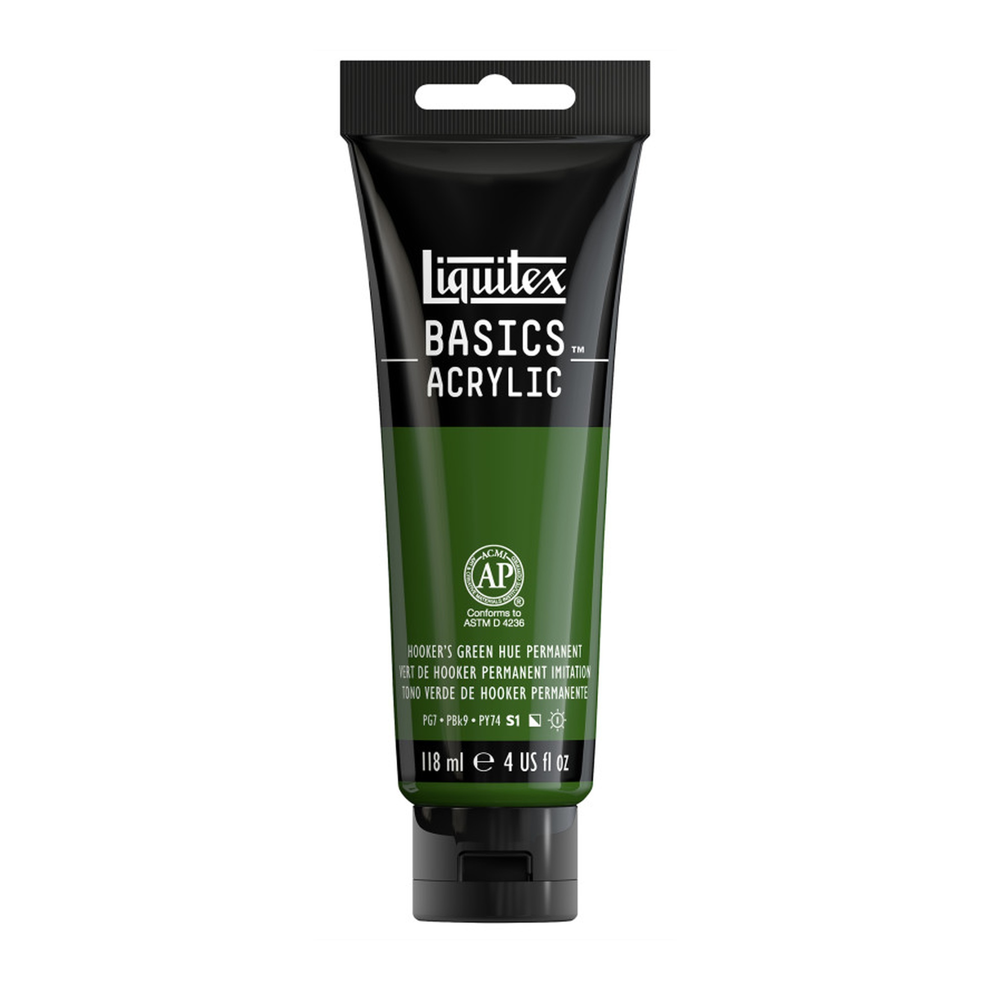 Acrylic Paint, Hooker's Green Hue Permanent, 118 mL Tube