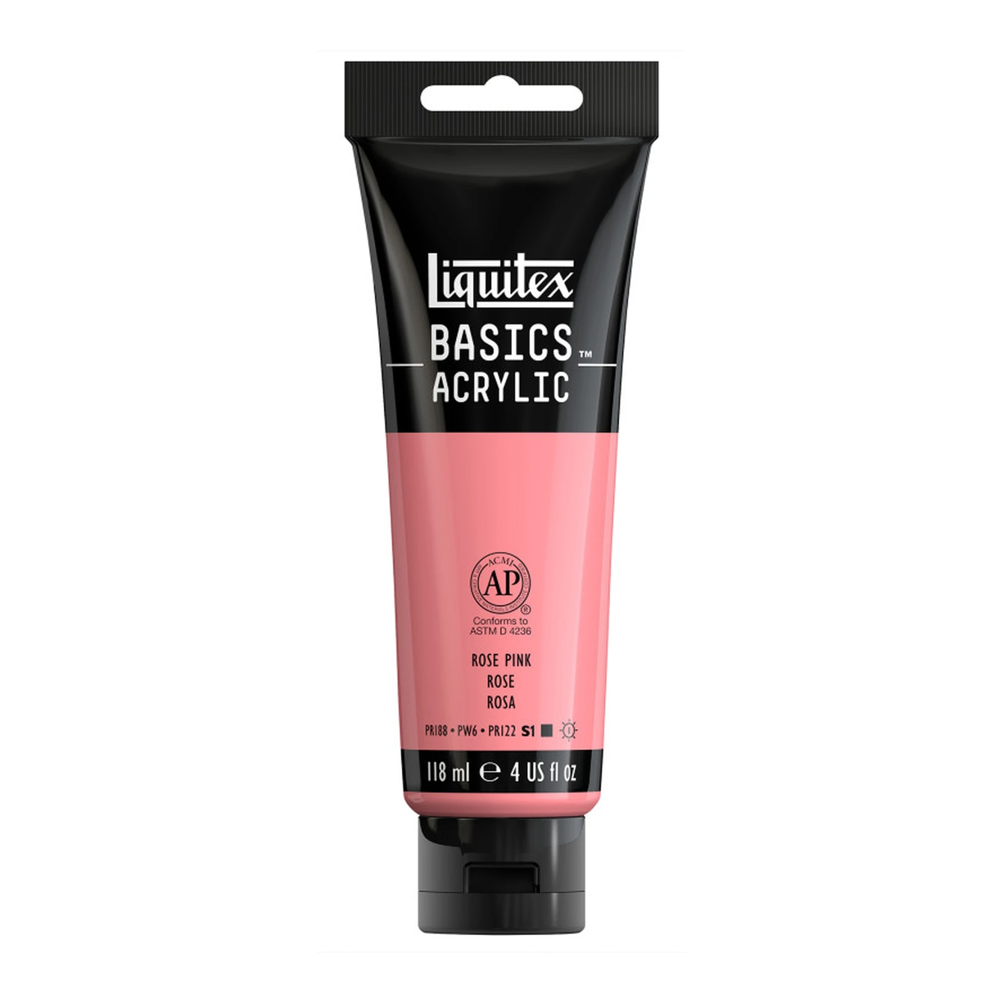 Basics Acrylic Paint, Rose Pink, 118 mL Tube