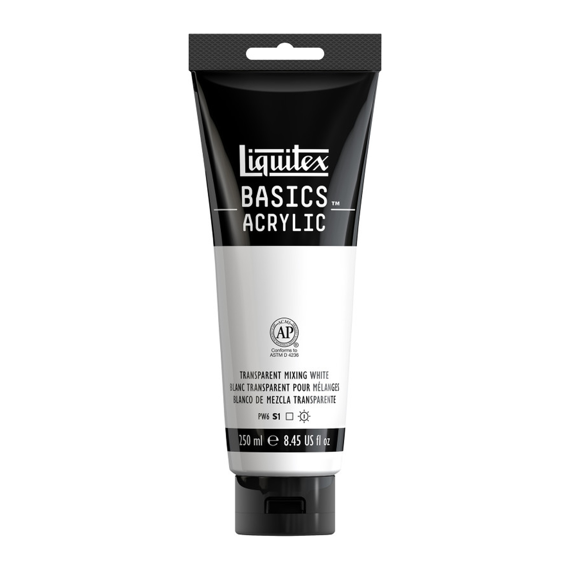Basics Acrylic Paint, Transparent Mixing White, 250 mL Tube