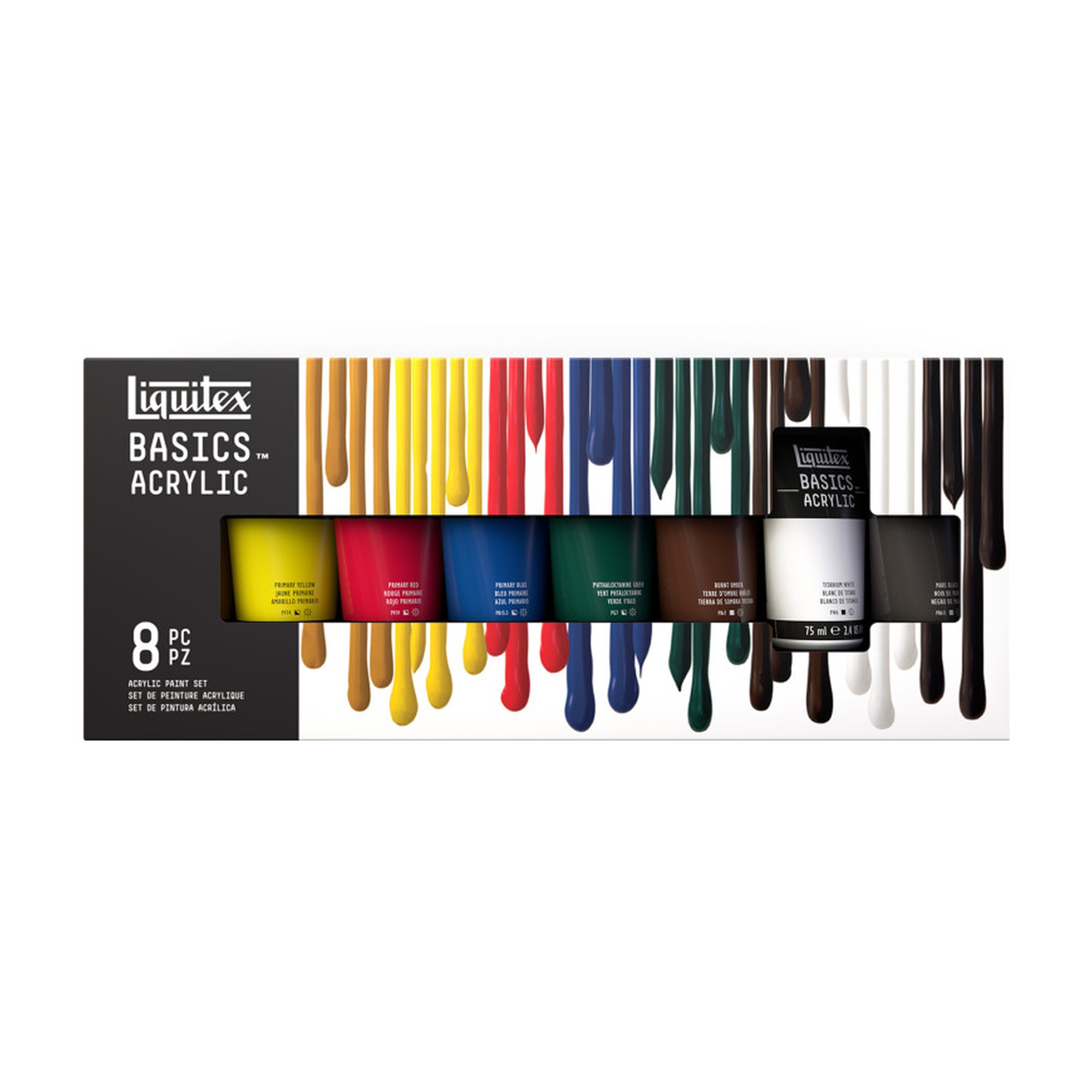 Acrylic Paint Set, Assorted Colors, 8 Tubes, 75 mL Each