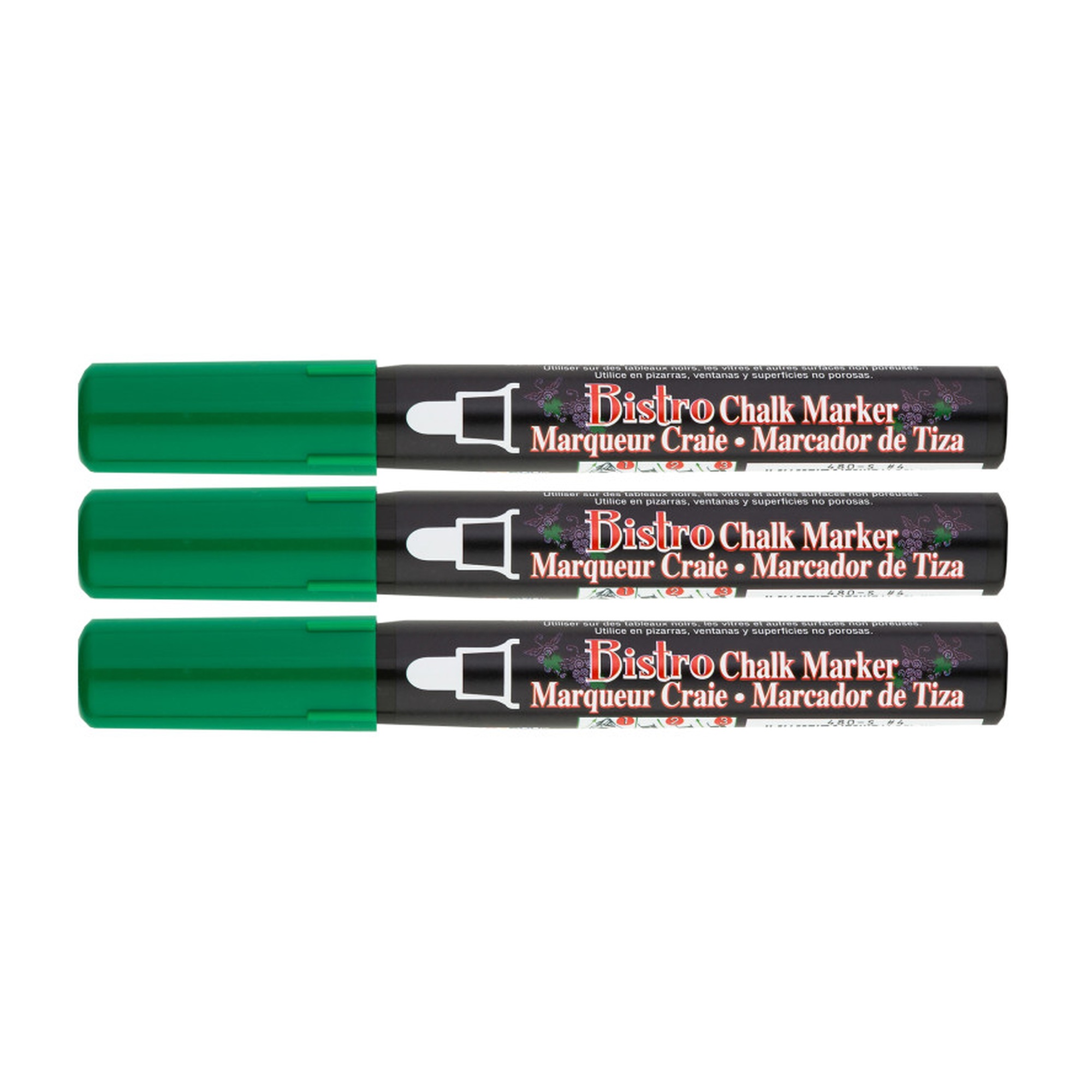 Green Broad-Tip Chalk Markers, Set of 3