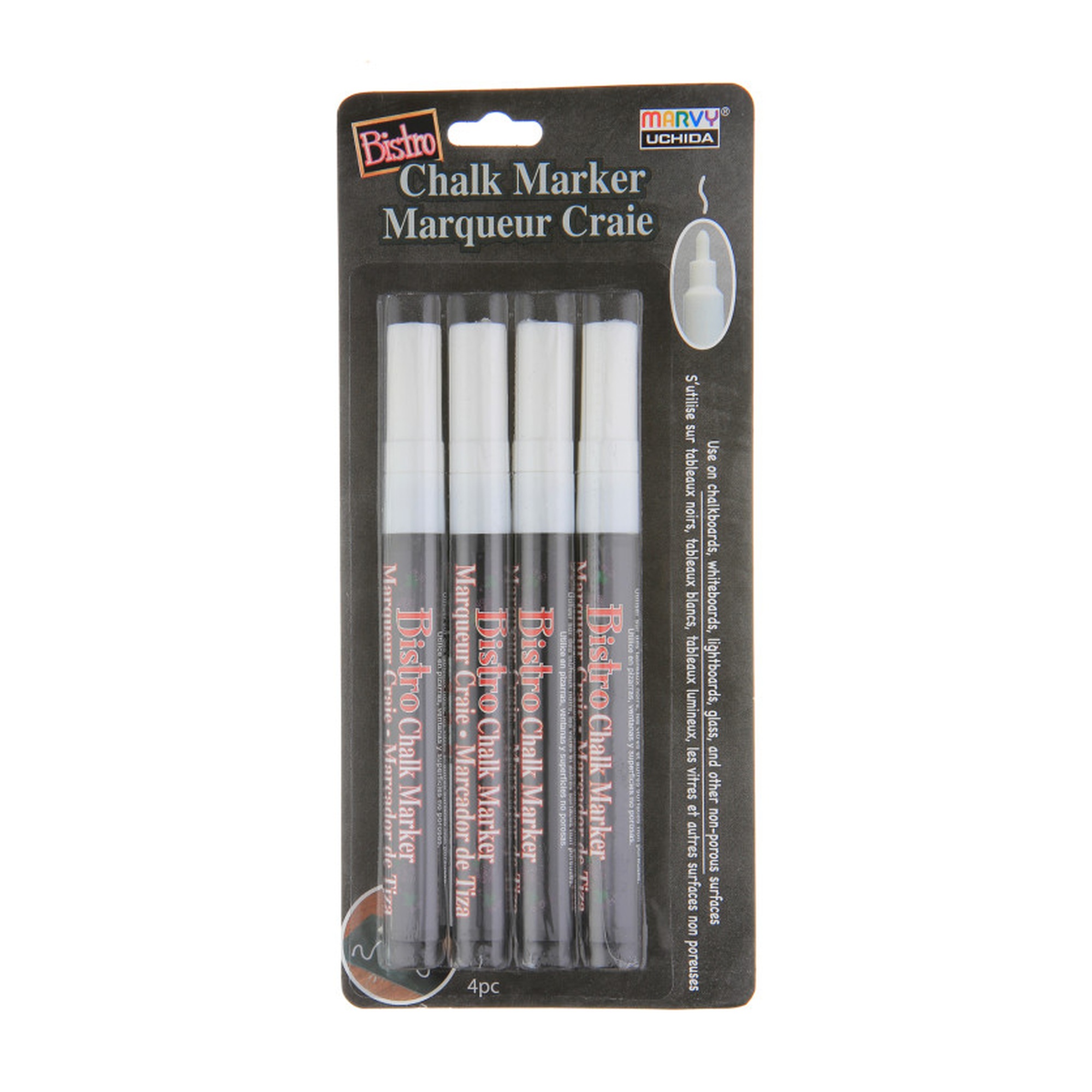 White Fine-Tip Bistro Chalk Markers, Set of 4