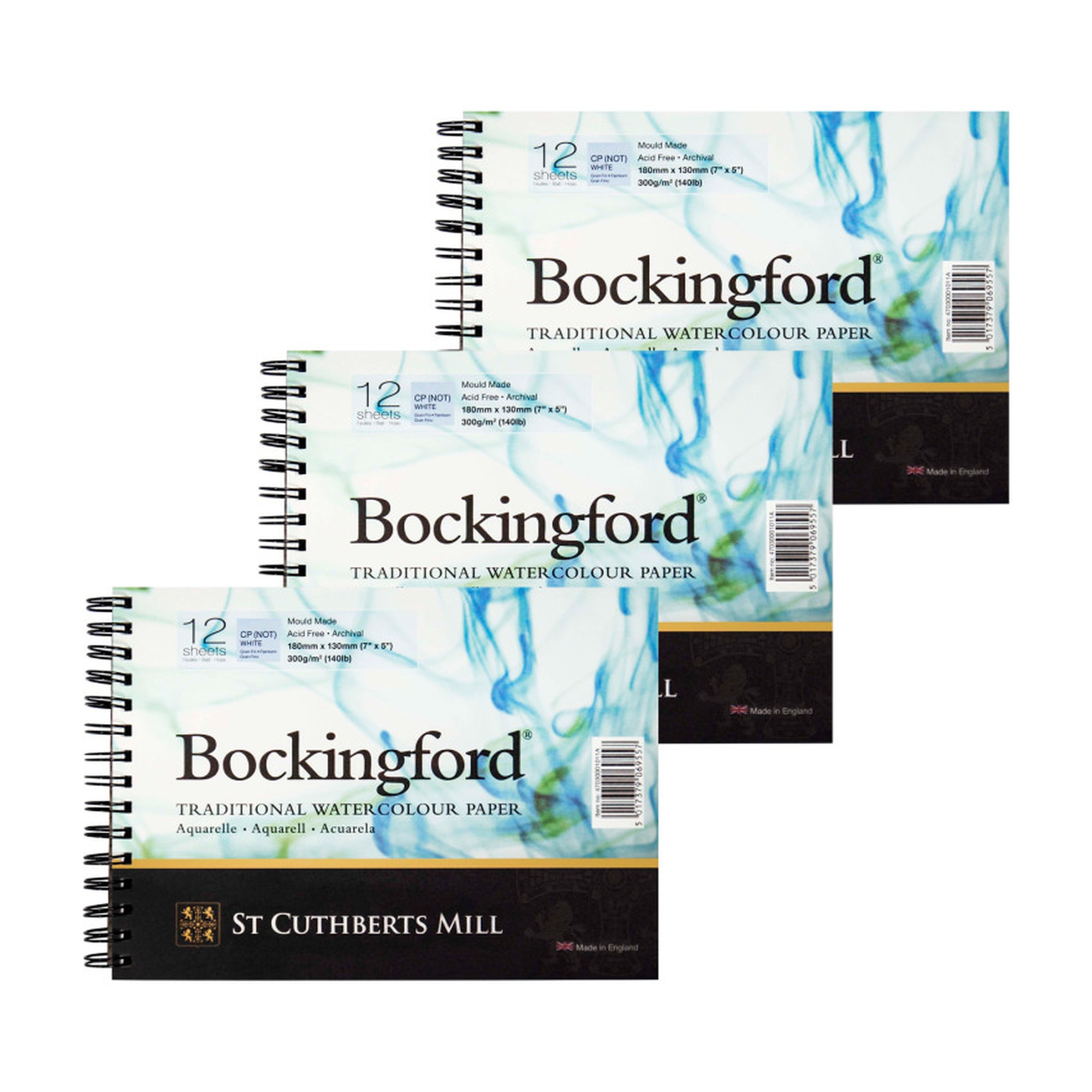 Cold Press Watercolor Paper Pads, 5 x 7 in., 12 Sheets, Pack of 3