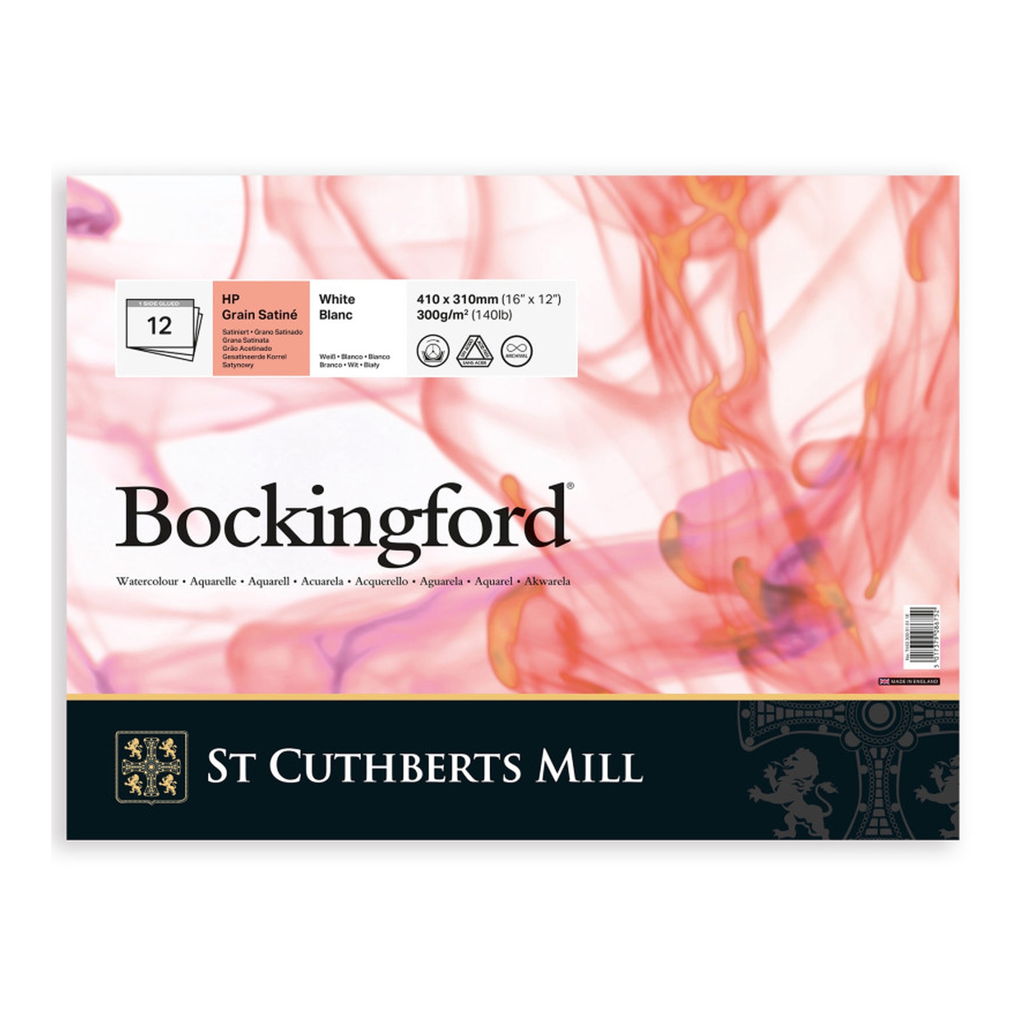 Hot Press White Watercolor Paper Pad, 12 x 16 in., 12 Sheets