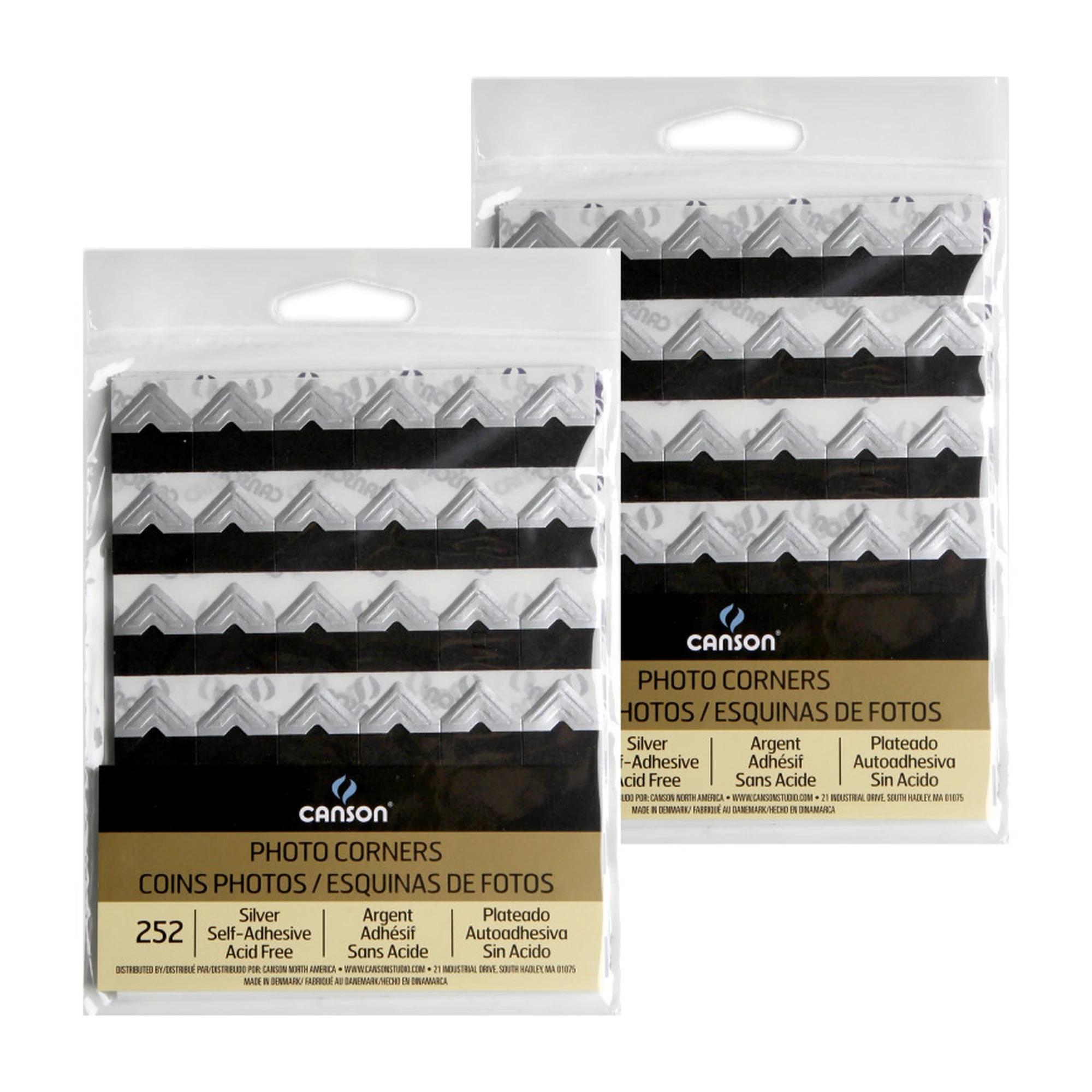 Silver Self-Adhesive Photo Corners, 252 Per Pack, 2 Packs