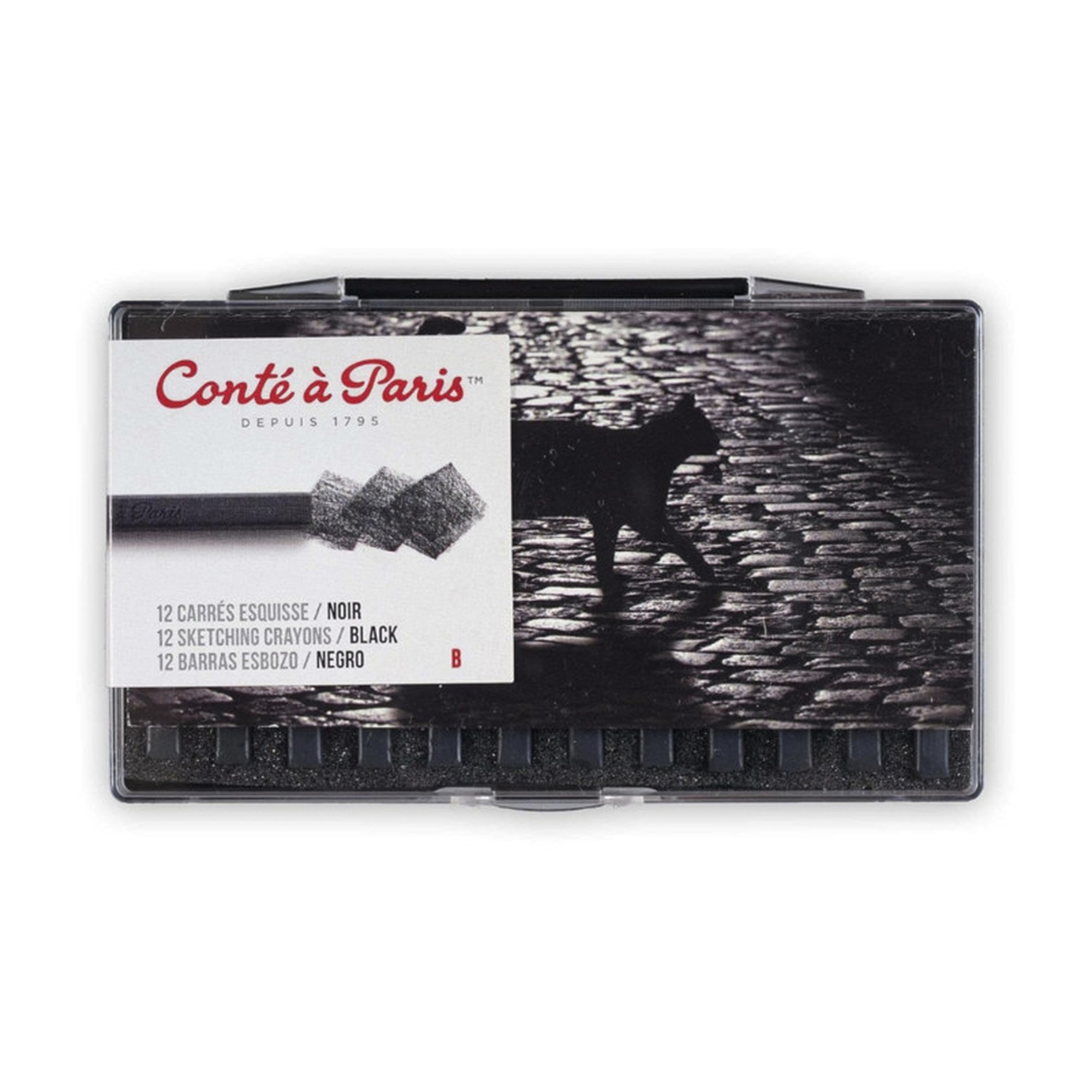 Black B Sketching Pastel Crayons, Set of 12