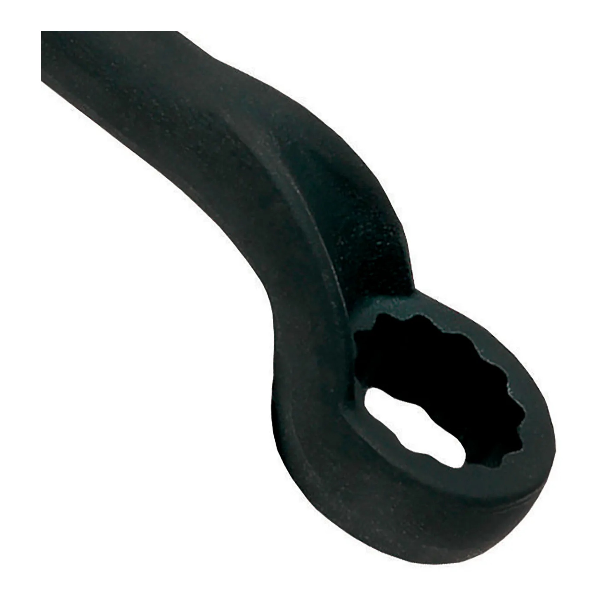 Black offset 12-point tubular handle box end wrench with 2-3/16 in. opening