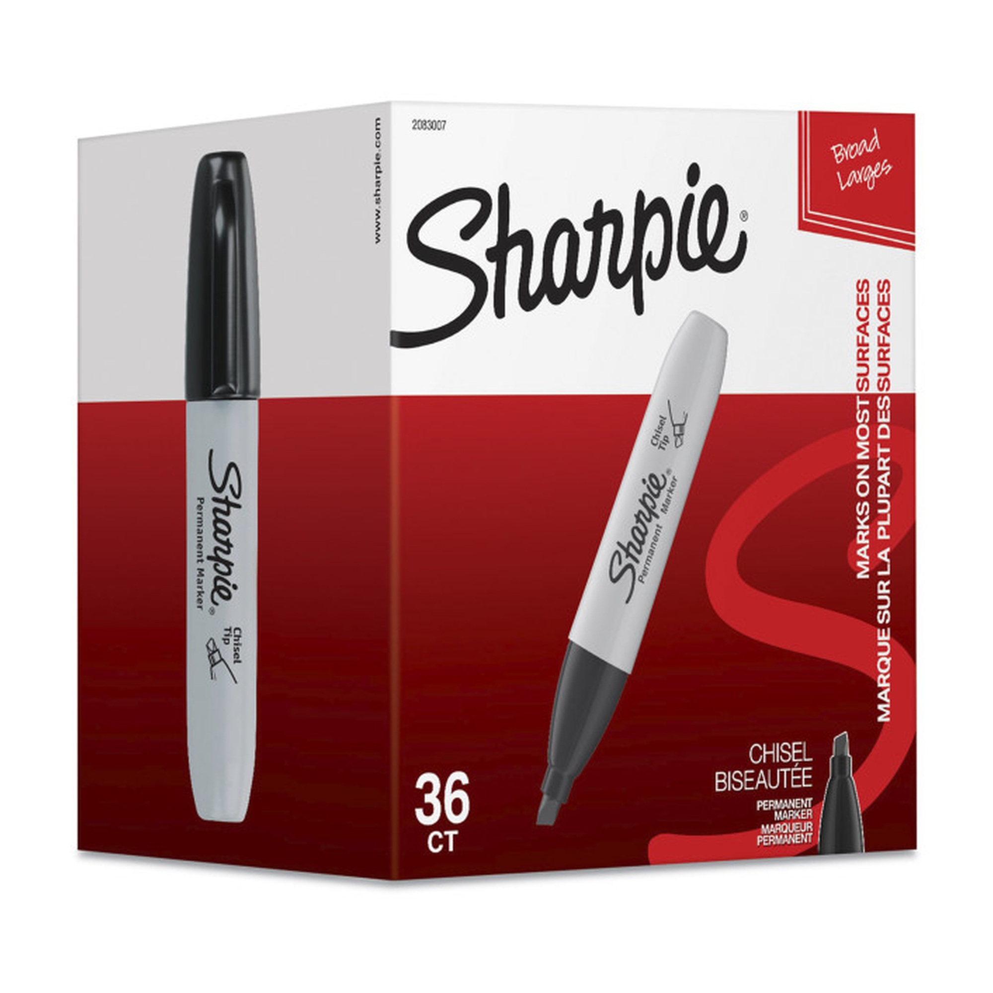 Black Chisel Tip Permanent Markers, 36-Pack