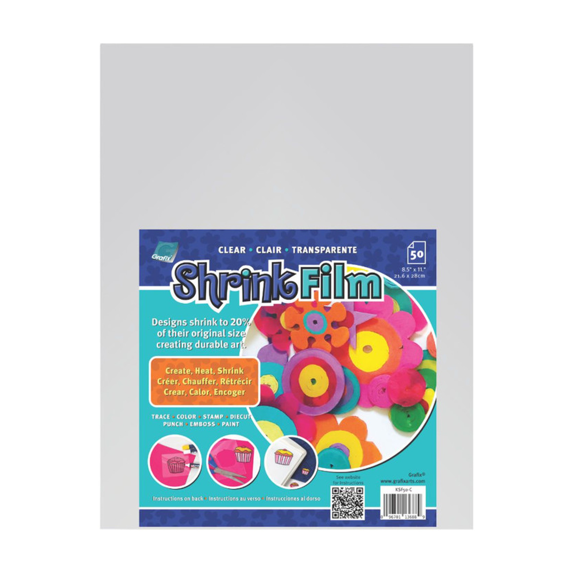 Clear Polystyrene Shrink Film Sheets, 8.5 x 11, 50-Pack