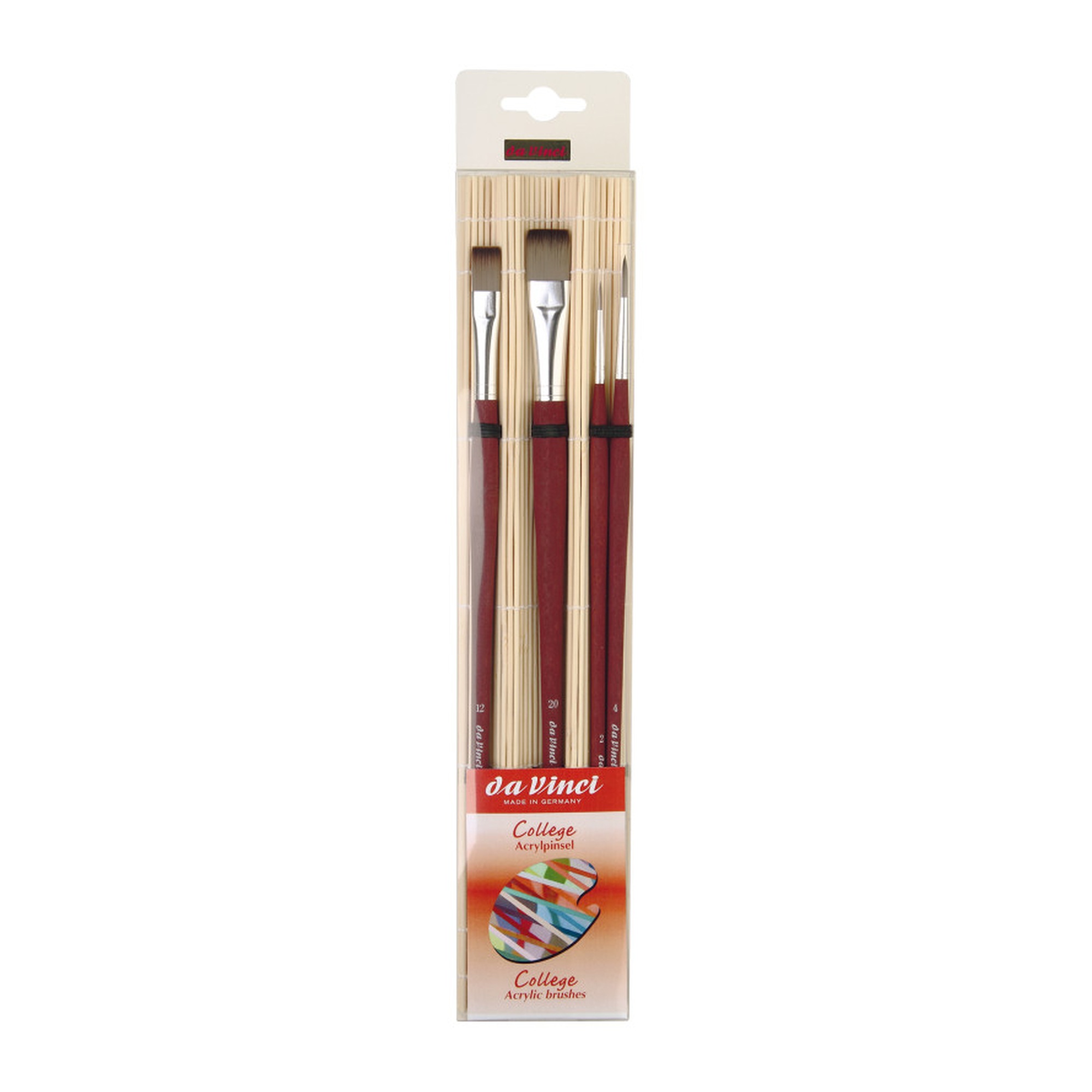 Student Synthetic Acrylic & Oil Brush Set with Bamboo Carrier
