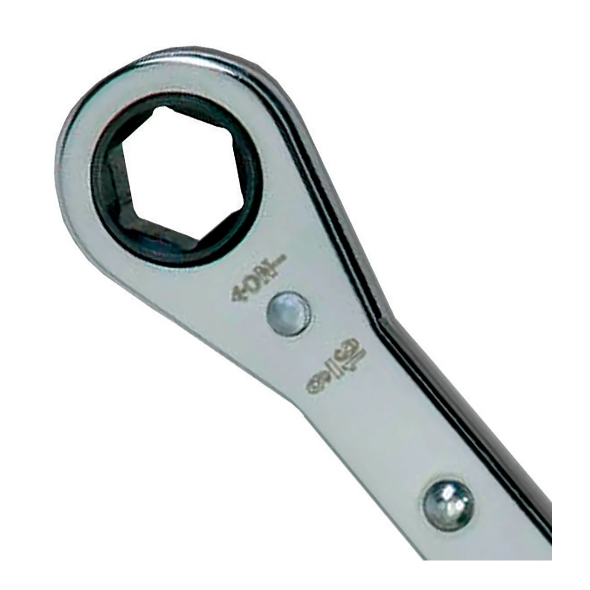 Silver double-head ratcheting box wrench with 15/16 inch and 1-1/8 inch openings