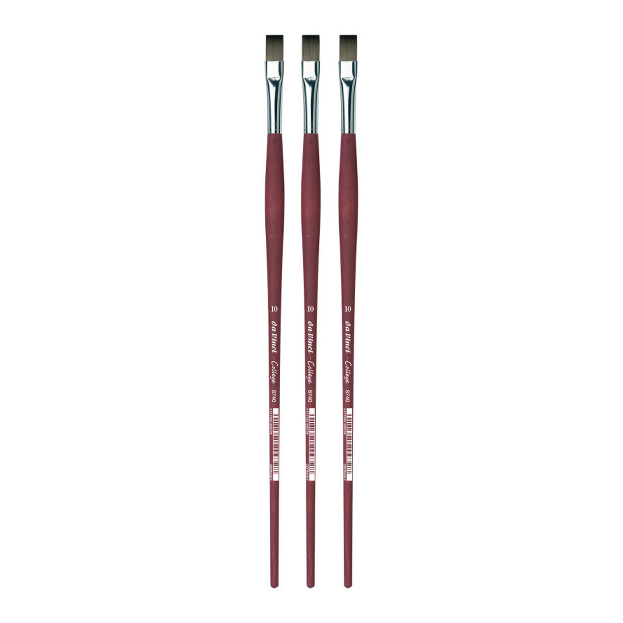 Student Synthetic Flat Brush Set for Acrylic & Oil, Size 10, 3-Pack