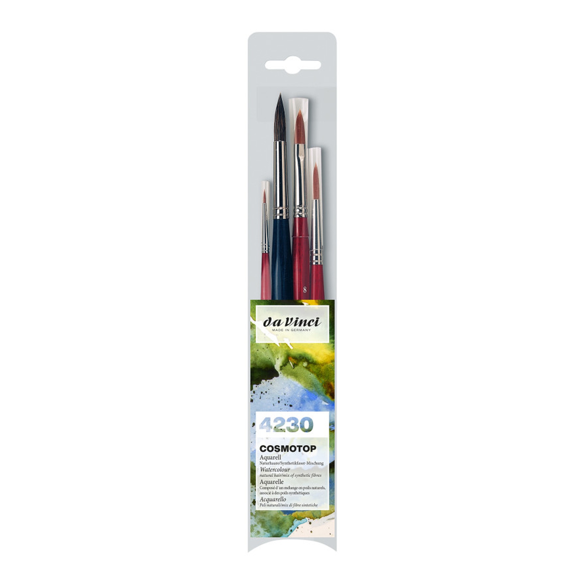 Assorted Synthetic Watercolor Brush Set, 4 Pieces