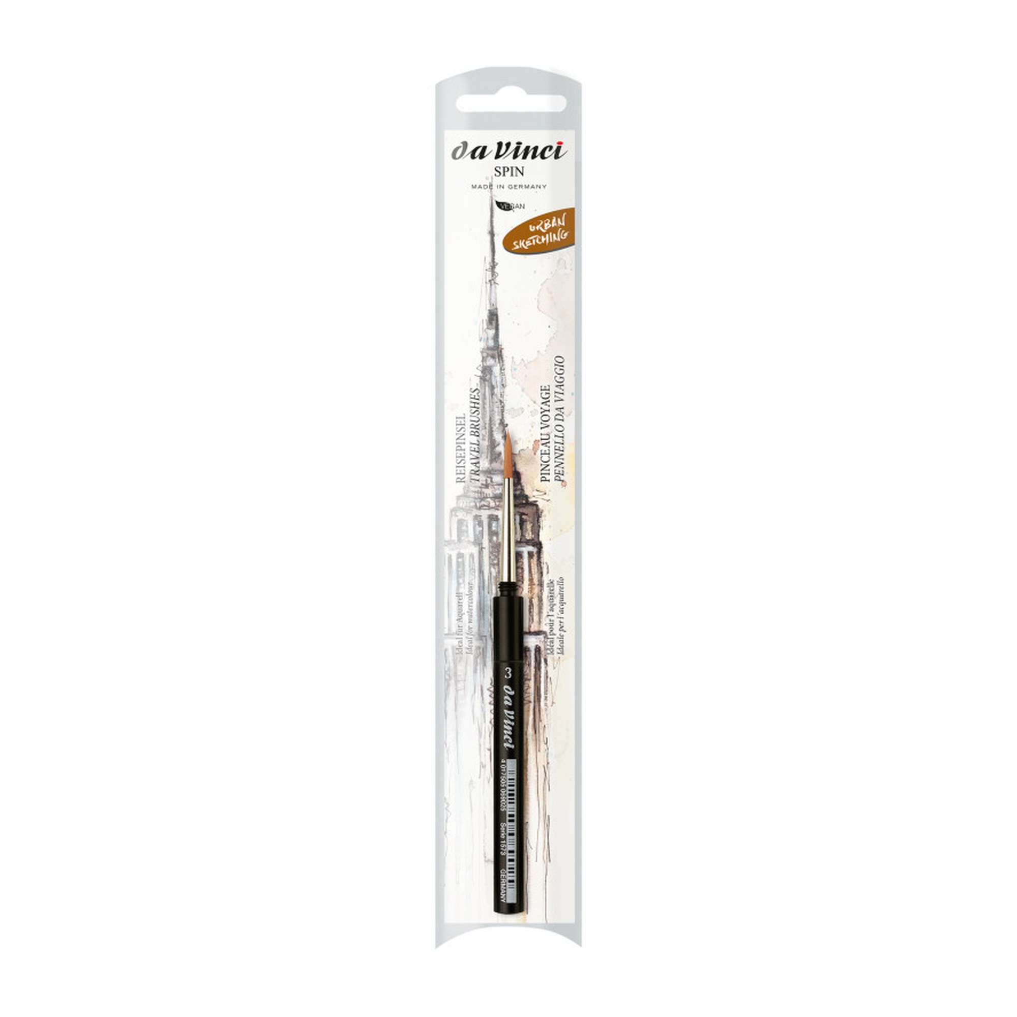 Pocket Travel Round Synthetic Watercolor Brush, Size 3
