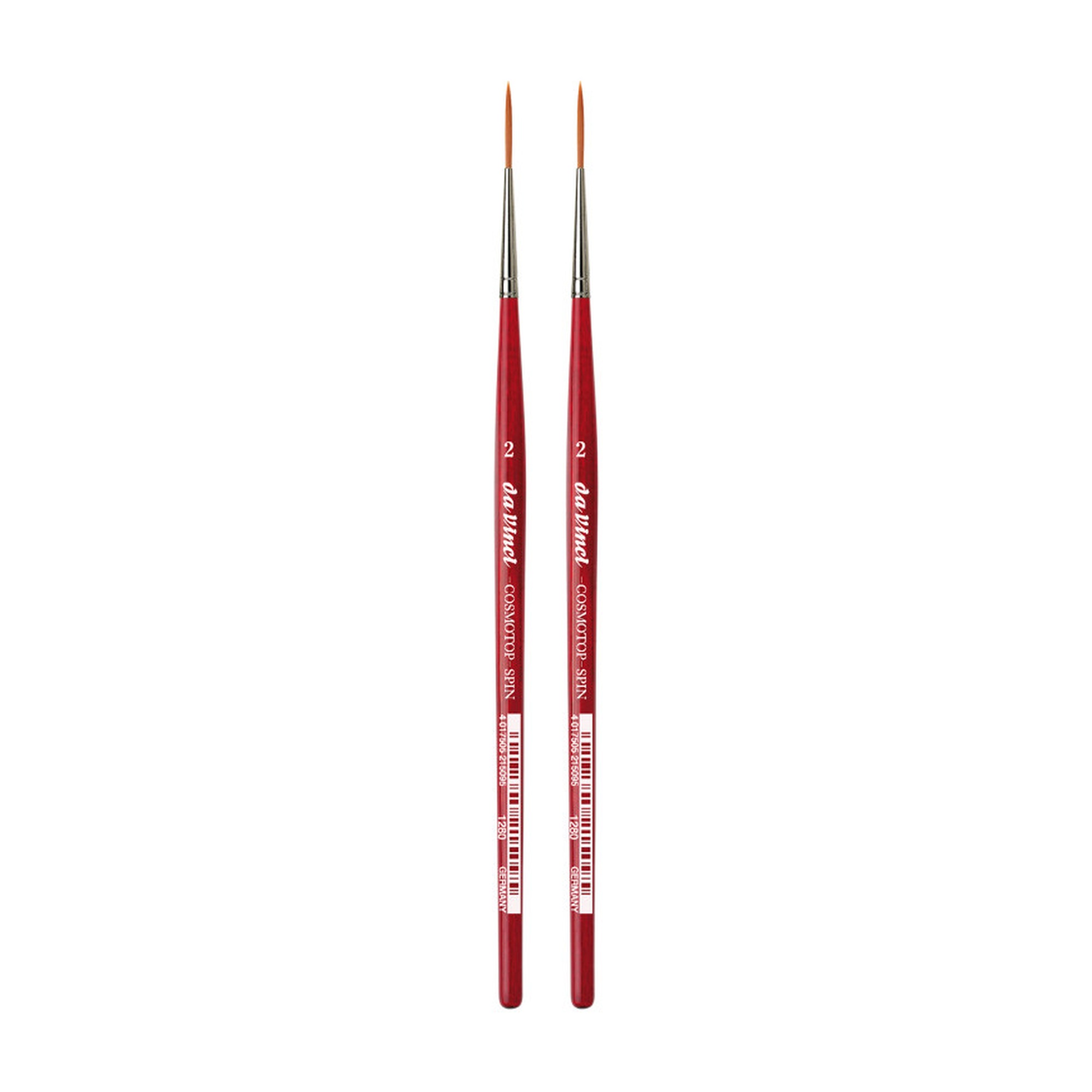 Synthetic Pointed Liner Rigger Brush, Size 2, Red Handle, 2-Pack